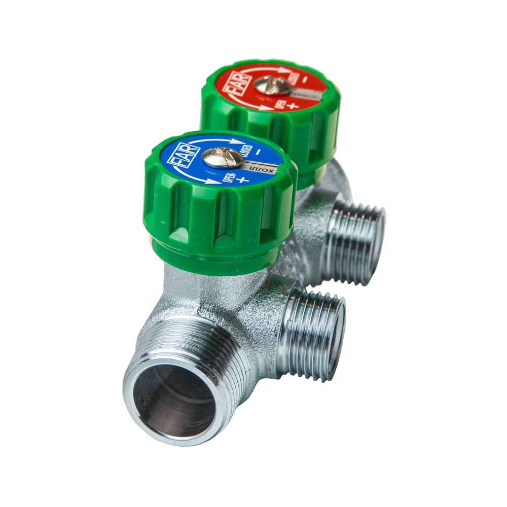 Коллектор распределительный FAR FK 3821 3412UN 3/4x1/2" евроконус 2 выхода латунь - 5