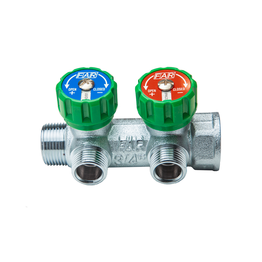 Коллектор распределительный FAR FK 3821 3412UN 3/4x1/2" евроконус 2 выхода латунь - 7