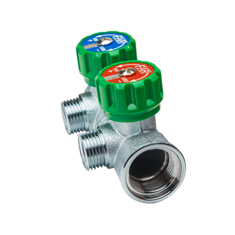 Коллектор распределительный FAR FK 3821 3412UN 3/4x1/2" евроконус 2 выхода латунь - 4