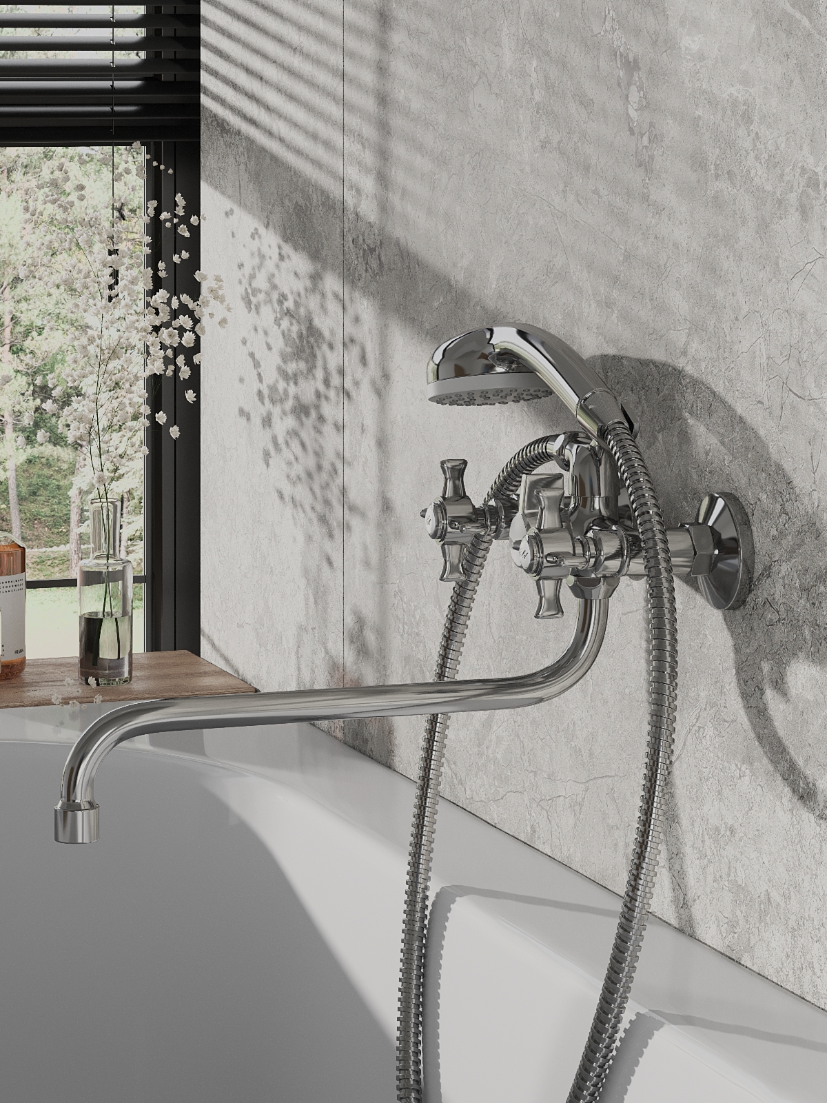 Изображение товара Смеситель для ванны Agger 17 TL-1722200 двухвентильный с душевой лейкой