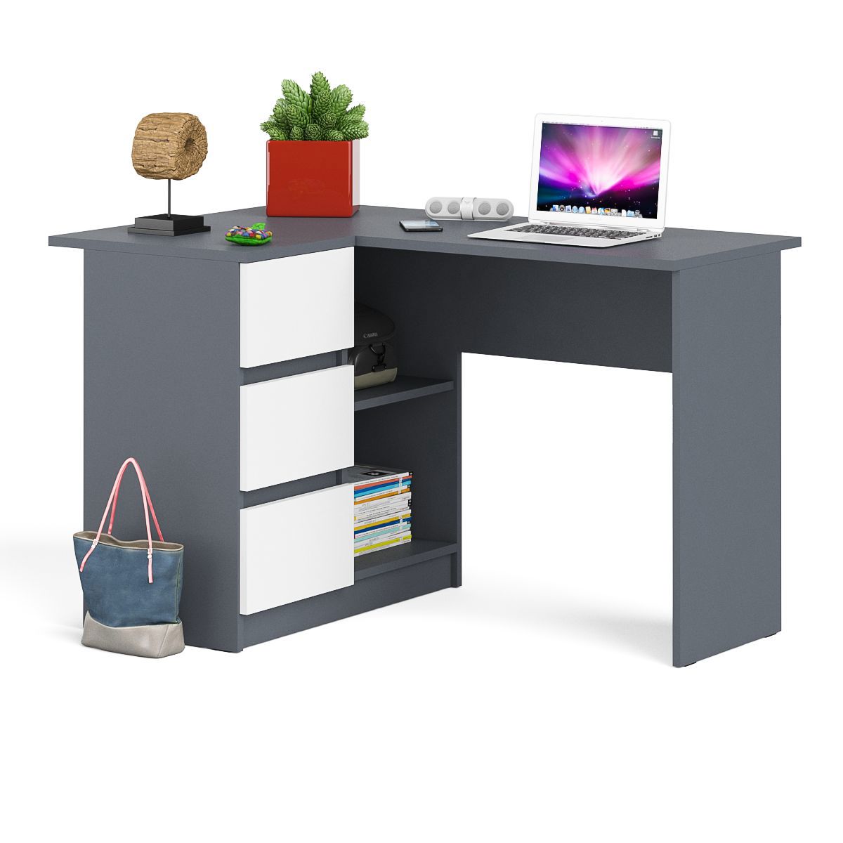 Изображение товара Компьютерный угловой стол СВК Мори МС-16 левый белый/графит