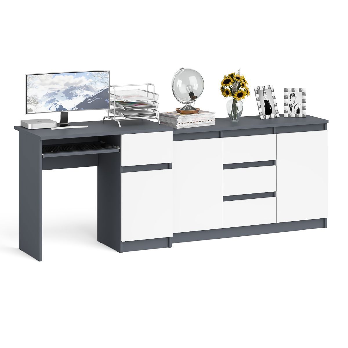 Изображение товара Комплект офисной мебели Мори МС-1 и МК1200.3 с тумбой и комодом для домашнего и офисного использова