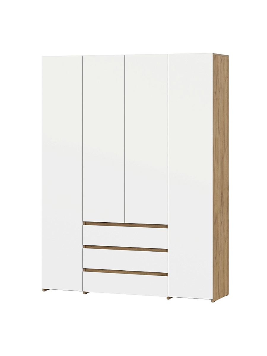 Изображение товара Шкаф распашной Sv-мебель Некст 4 двери 3 ящика дуб золотой белый 160х210 см