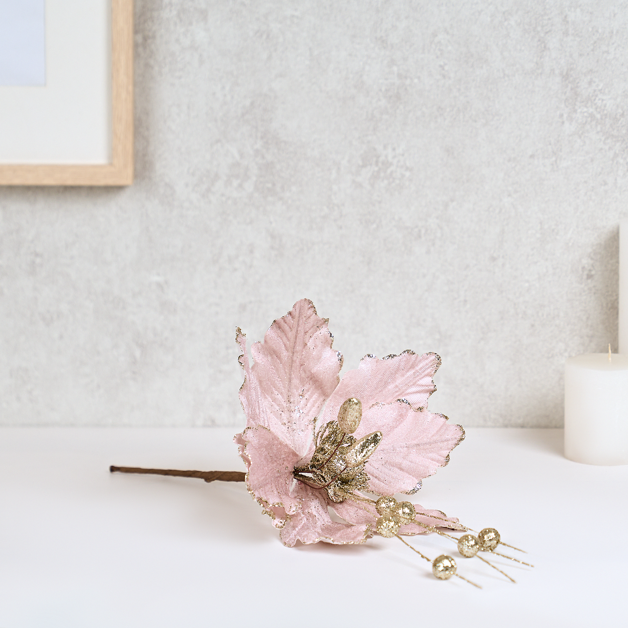 Изображение товара Цветок декоративный KREAFORTA 39 см розовый для новогодних украшений