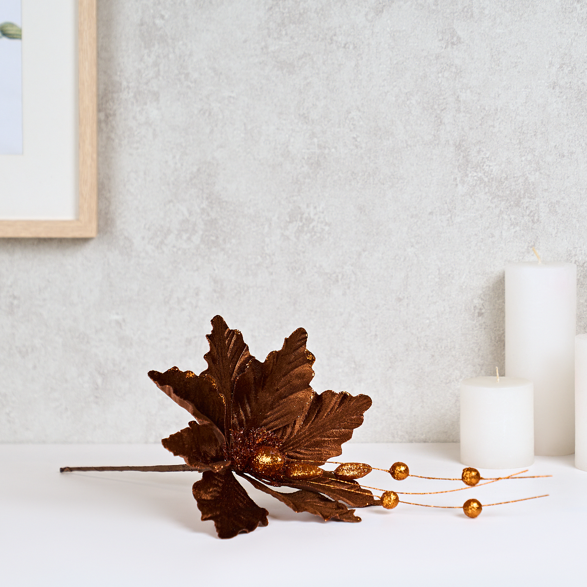 Изображение товара Декоративный цветок KREAFORTA 39 см коричневый для новогоднего украшения интерьера