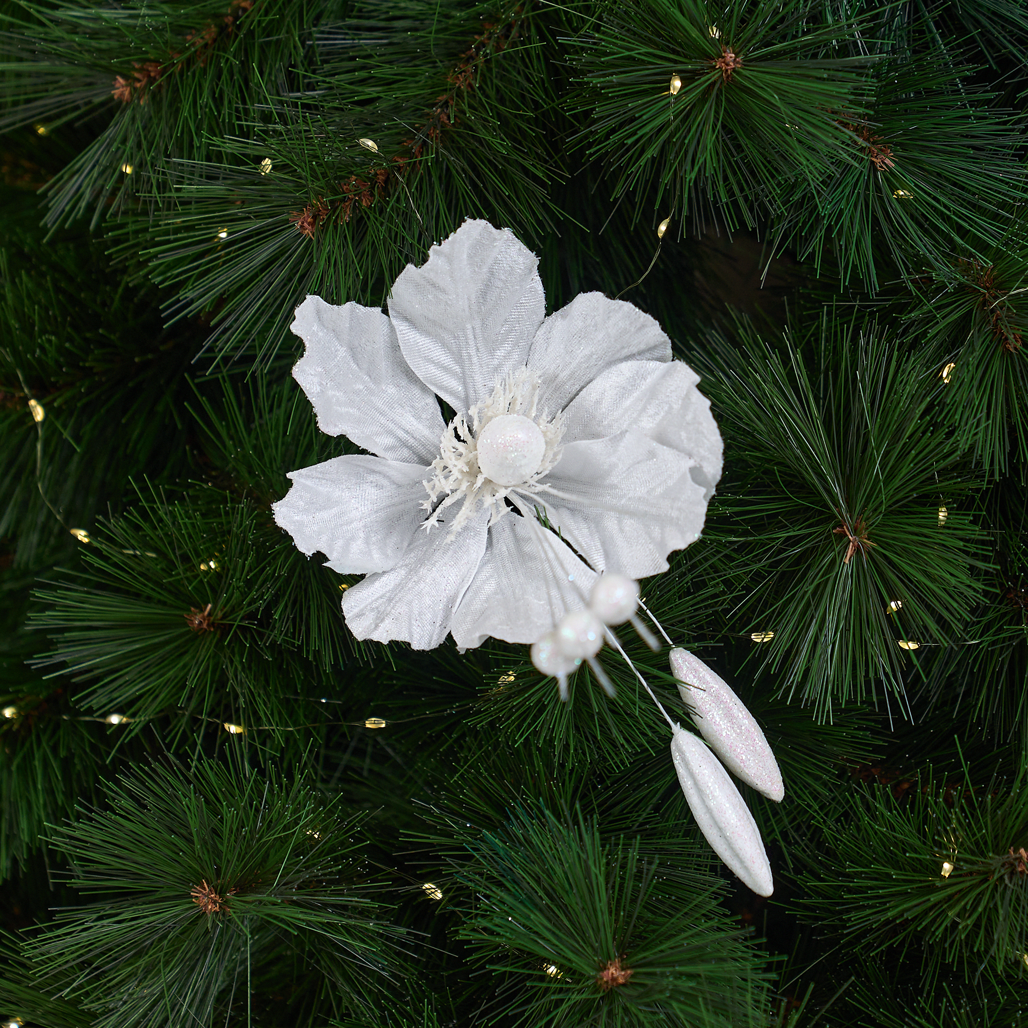 Изображение товара Декоративный цветок KREAFORTA 39 см белый для новогодних украшений