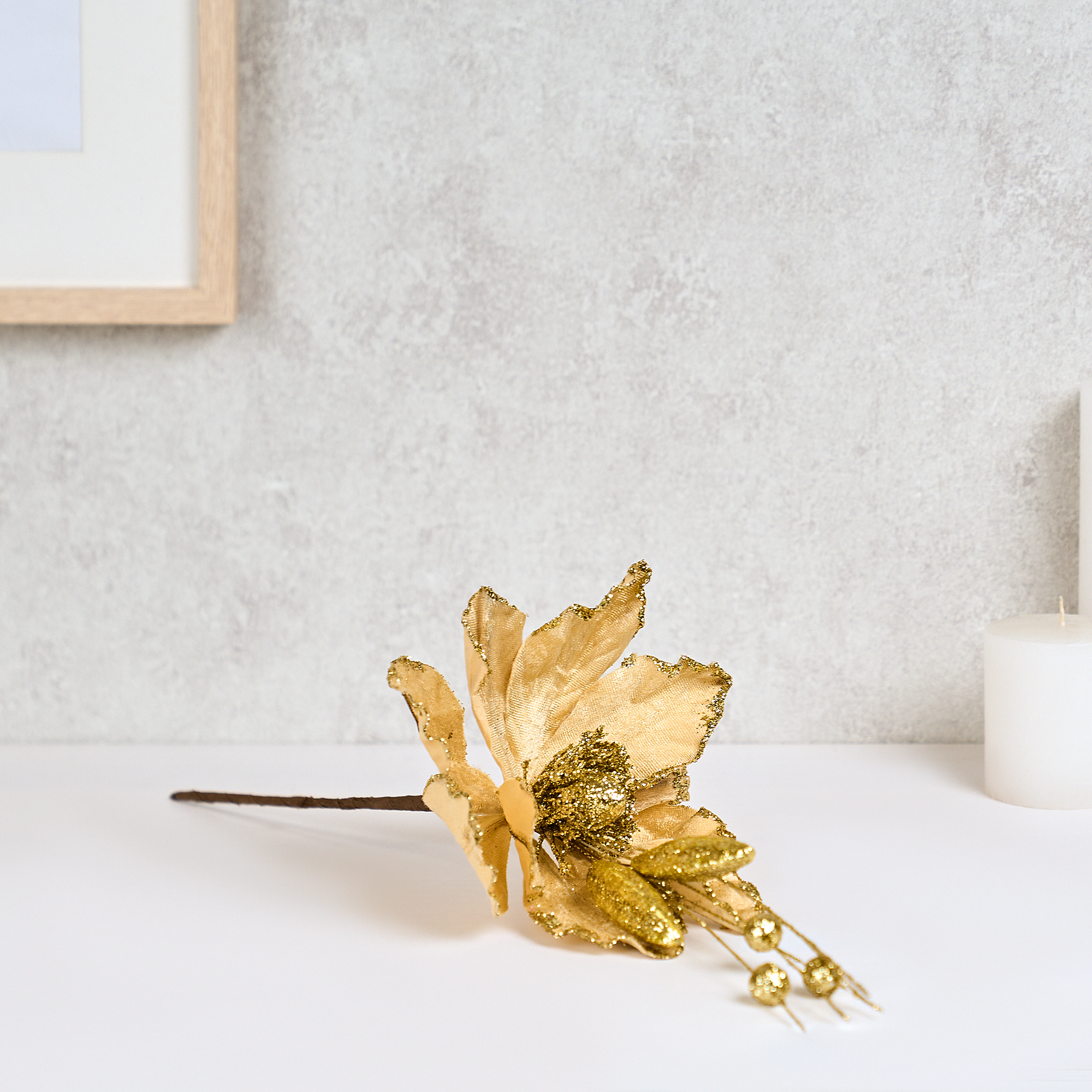 Изображение товара Цветок декоративный KREAFORTA 39 см золотой для новогоднего декора