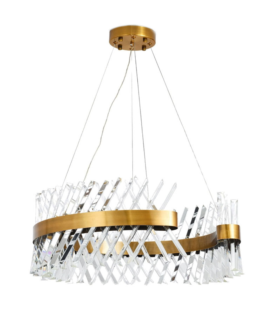 Изображение товара Люстра подвесная LUMINA DECO Ringletti бронзовая с хрусталем 1 лампа