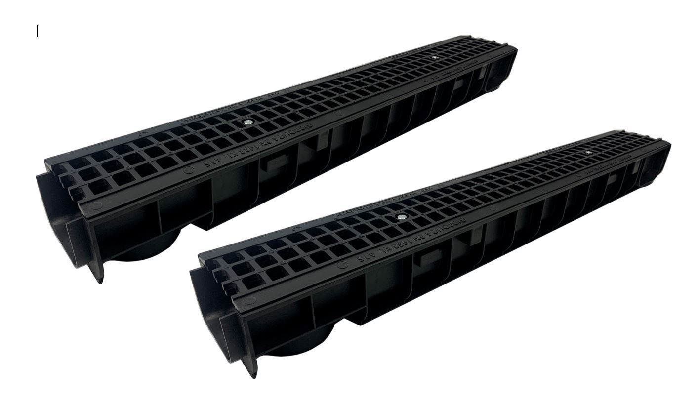 Изображение товара Лоток водосточный Gidrolica Standart 1000x146x100мм черный 2шт
