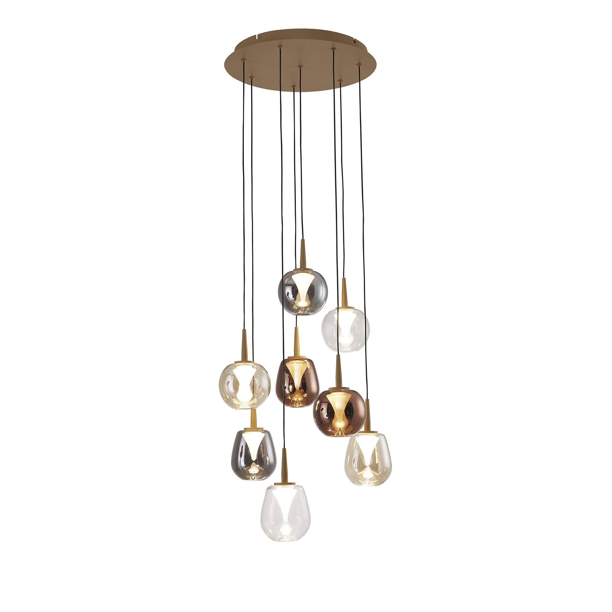 Изображение товара Люстра подвесная светодиодная Mantra Andromeda 8933+8pl 13 м² теплый белый свет цвет прозрачный/золотой/бронзовый/медный