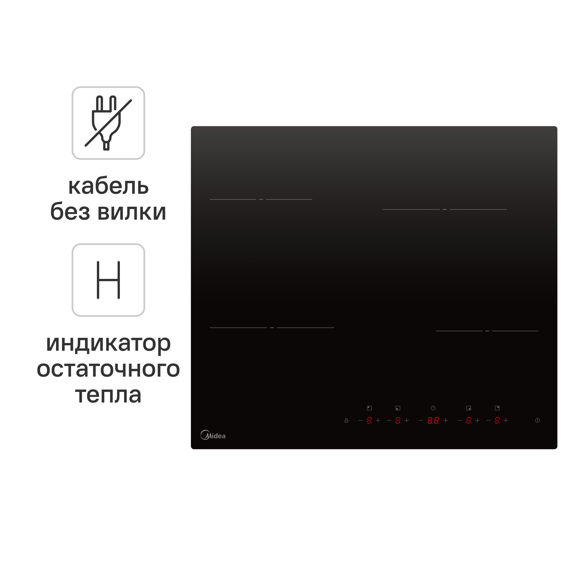 Изображение товара Электрическая варочная панель Midea MCH64202 52 см 4 конфорки цвет черный