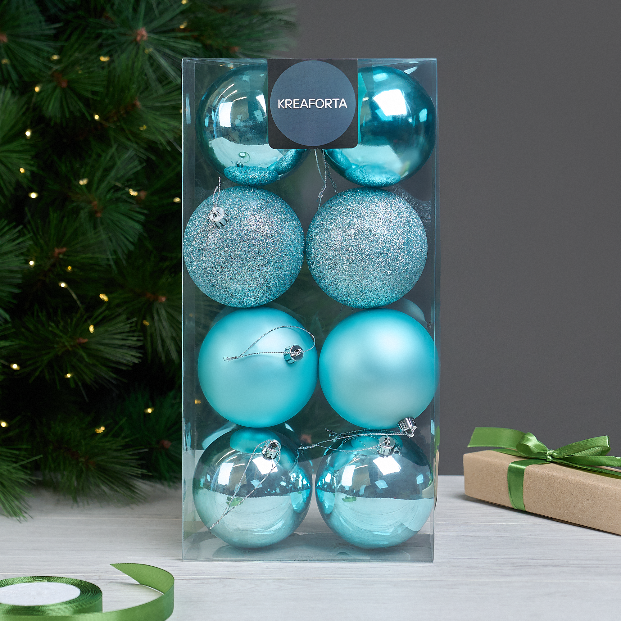 Изображение товара Набор елочных шаров KREAFORTA ø10 см голубой 8 шт.