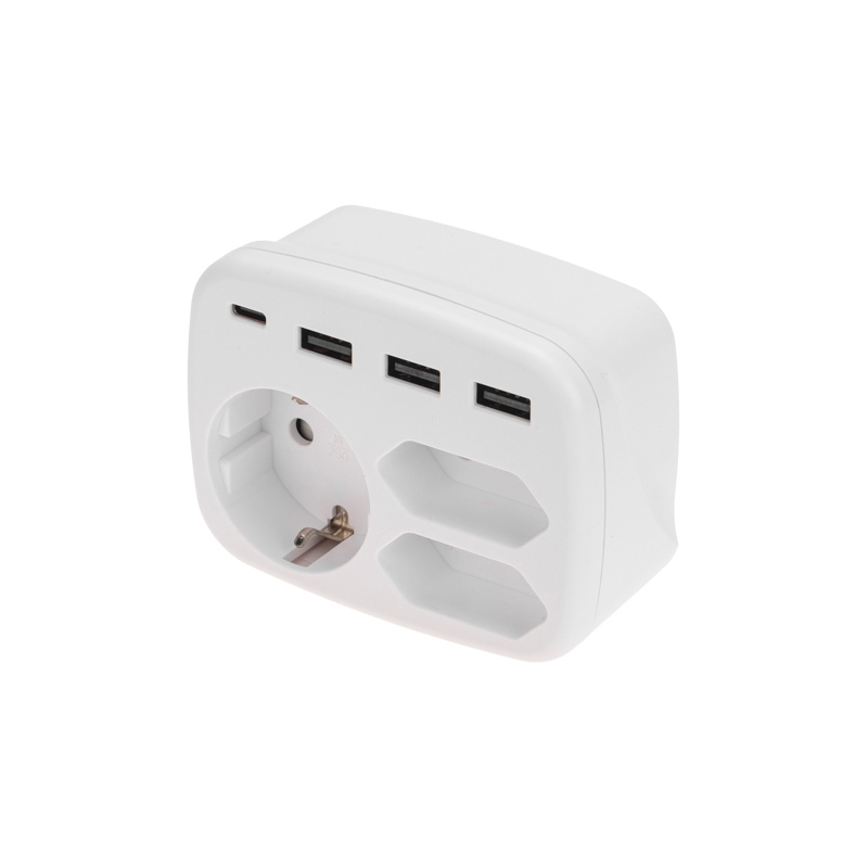 Изображение товара Разветвитель Rexant 3 розетки с заземлением 5 USB USB Type-C белый