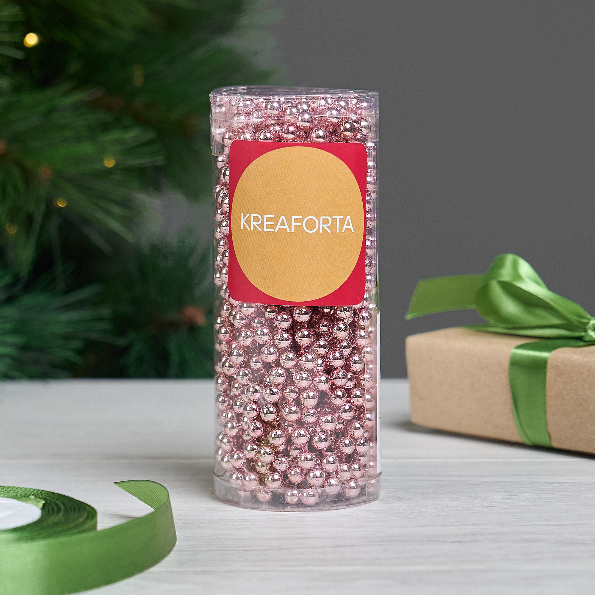 Изображение товара Новогодние бусы KREAFORTA темно-розовые 10 м праздничное украшение