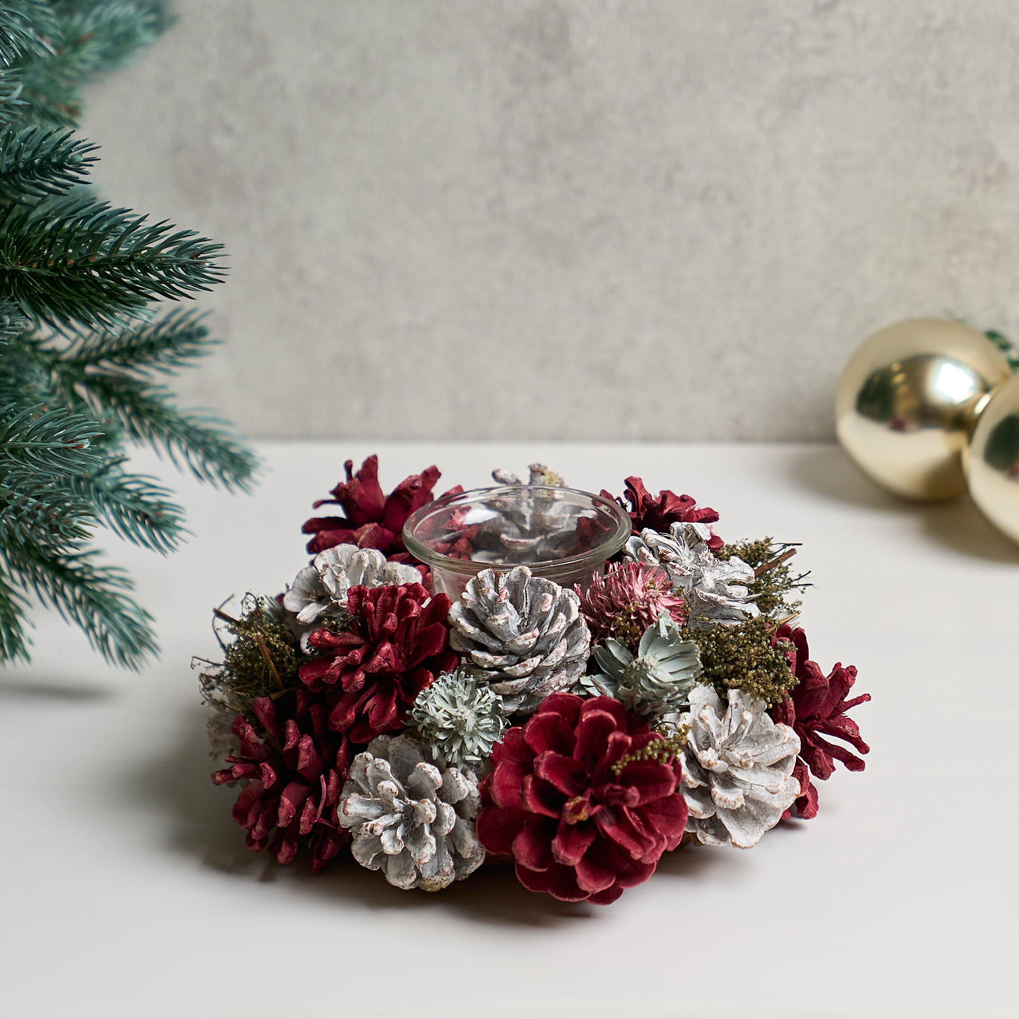 Изображение товара Декоративный подсвечник KREAFORTA Шишки 19 см розовый для свечей