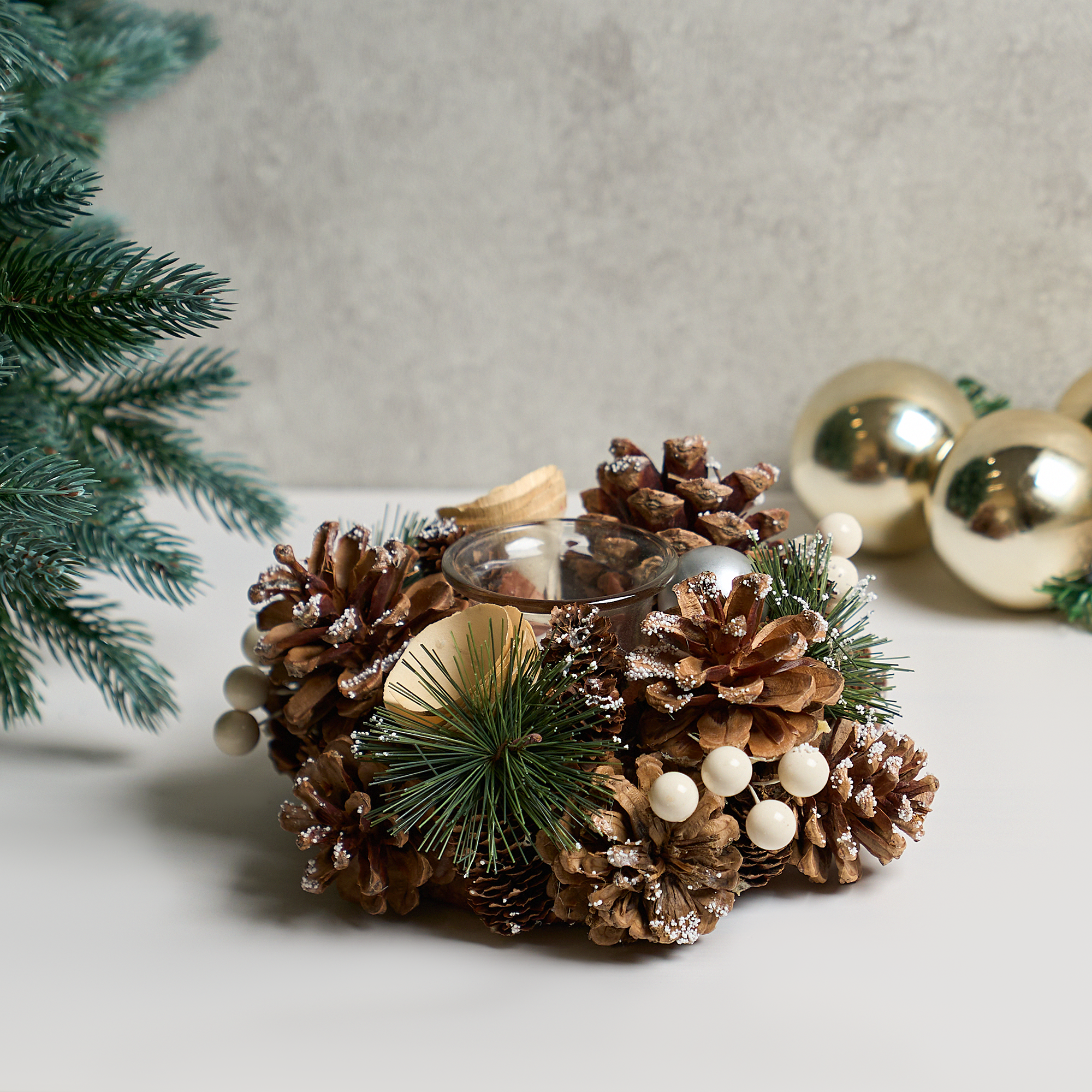 Изображение товара Подсвечник декоративный KREAFORTA Шишки 17 см коричневый