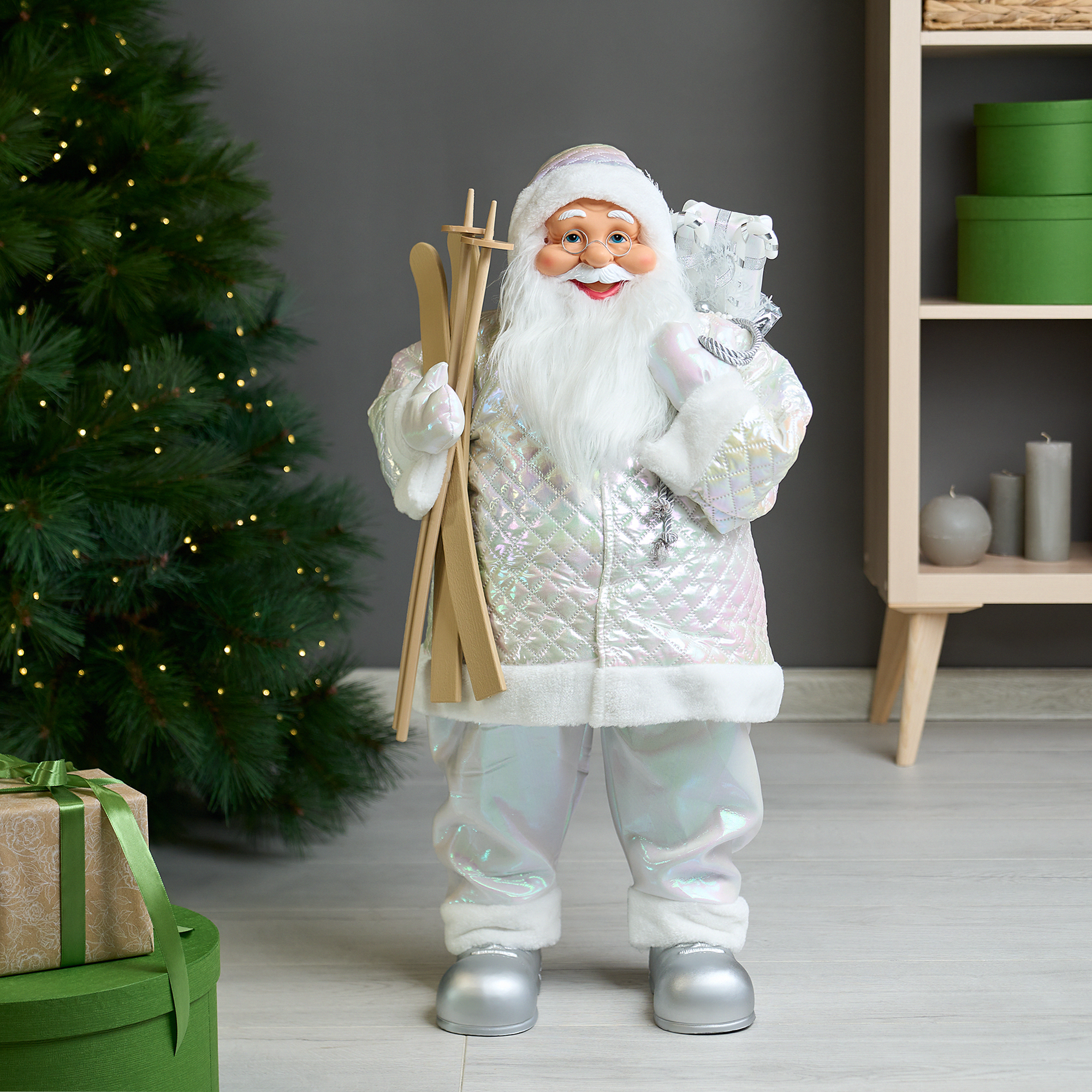 Изображение товара Новогодняя фигурка KREAFORTA Санта 80 см серый