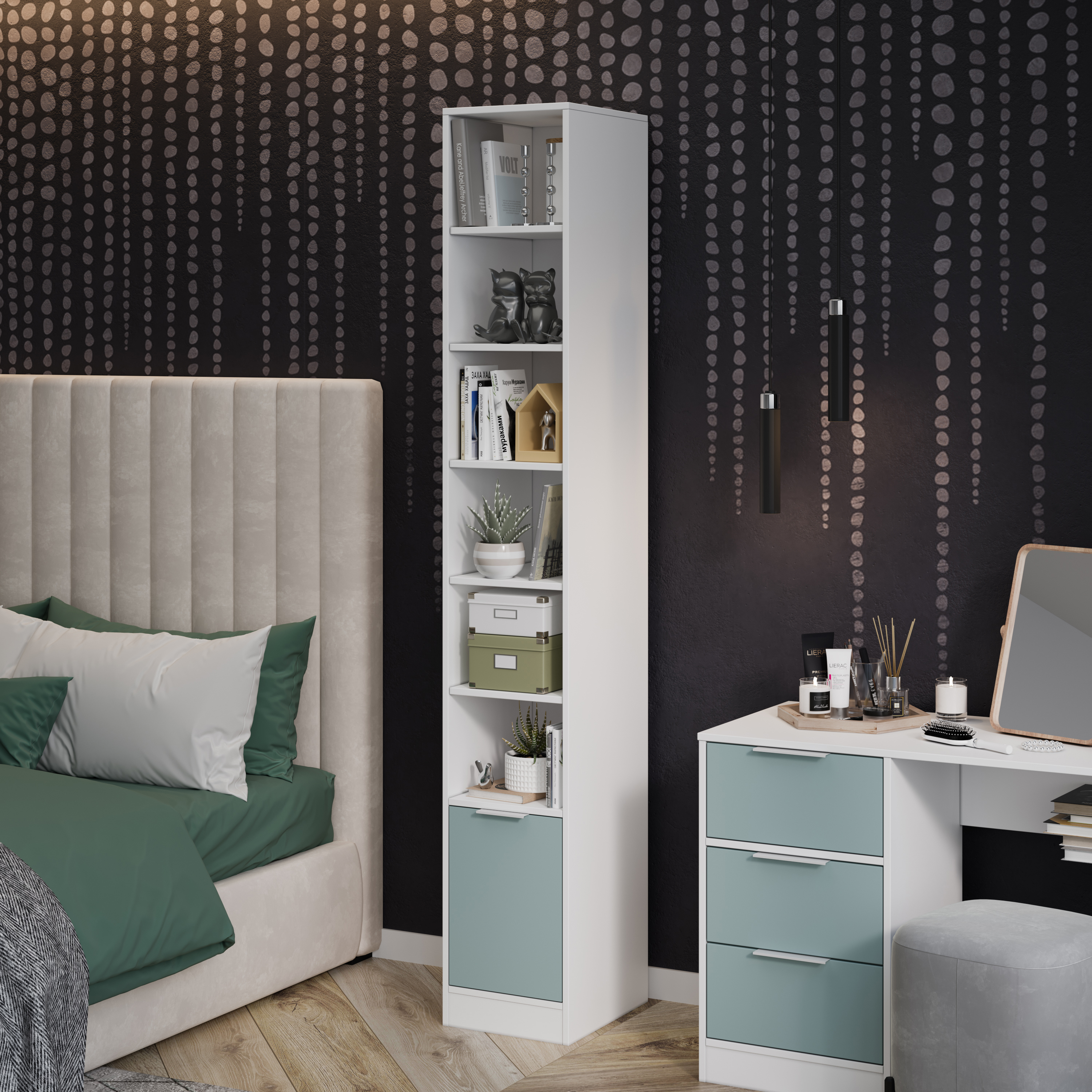 Изображение товара Стеллаж с полками Трия 33x213x41 см ЛДСП цвет серо-голубой