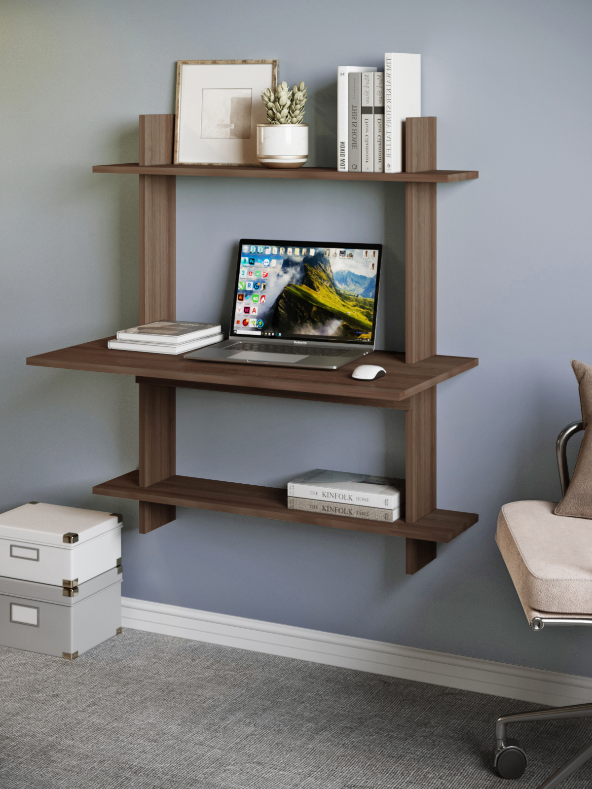 Изображение товара Стол подвесной Мэрдэс СтТ3 90x99 см из ЛДСП ясень шимо темный