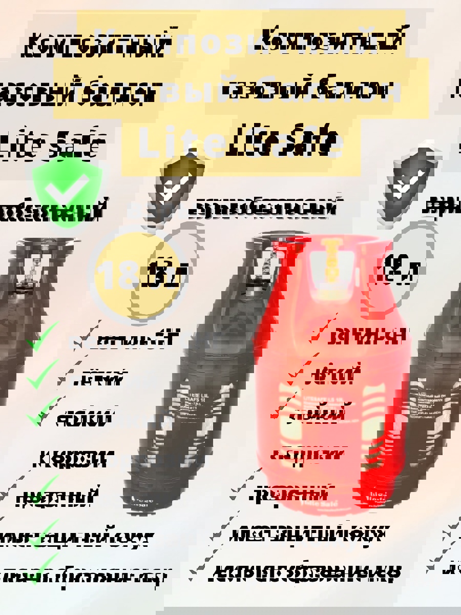 Изображение товара Газовый баллон Litesafe LS 18L полимерно-композитный 18 л Изображение товара Газовый баллон Litesafe LS 18L полимерно-композитный 18 л