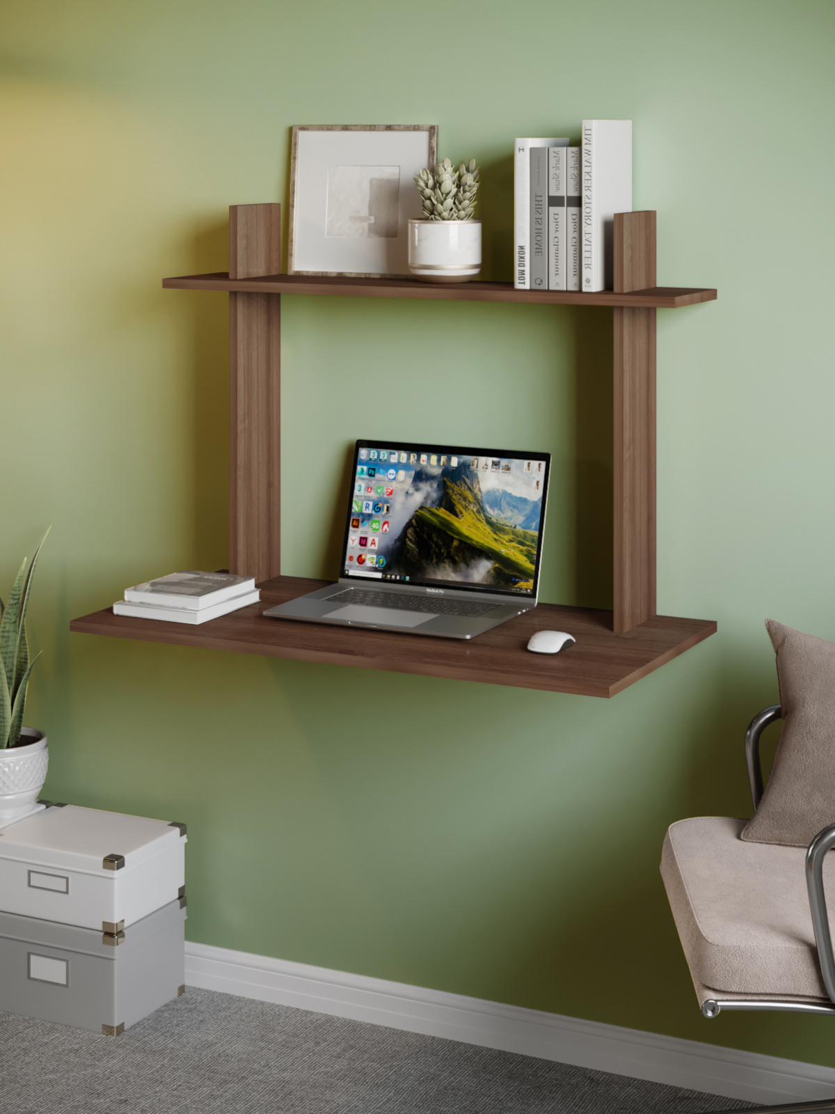 Изображение товара Стол подвесной Мэрдэс СтТ1 90x65x45 см ЛДСП цвет ясень шимо темный