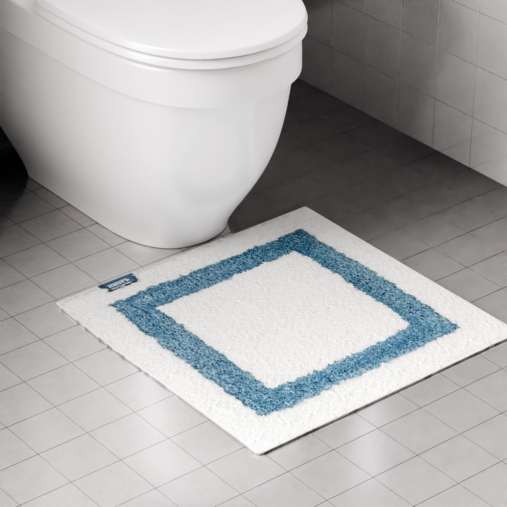 Изображение товара Коврик для туалета Fixsen Presto 50x50 см бело-голубой противоскользящий