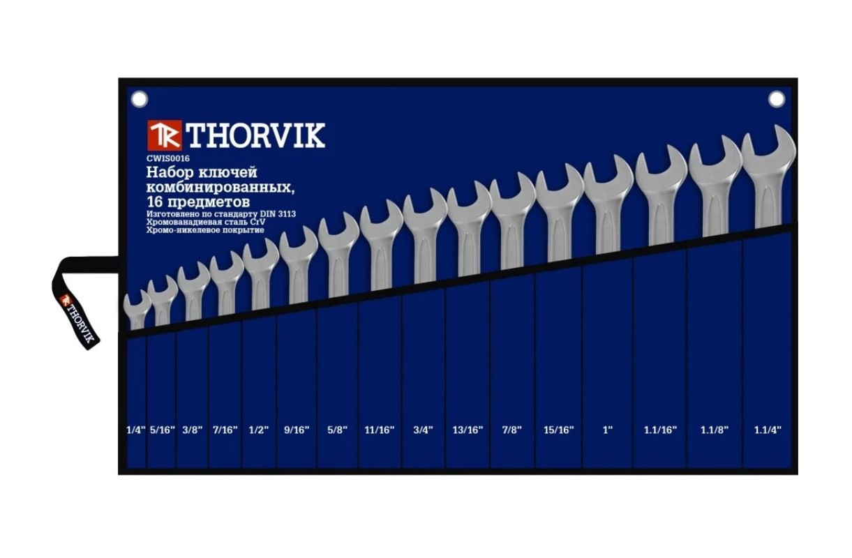 Изображение товара Набор ключей комбинированных Thorvik CWIS0016 на 16 предметов