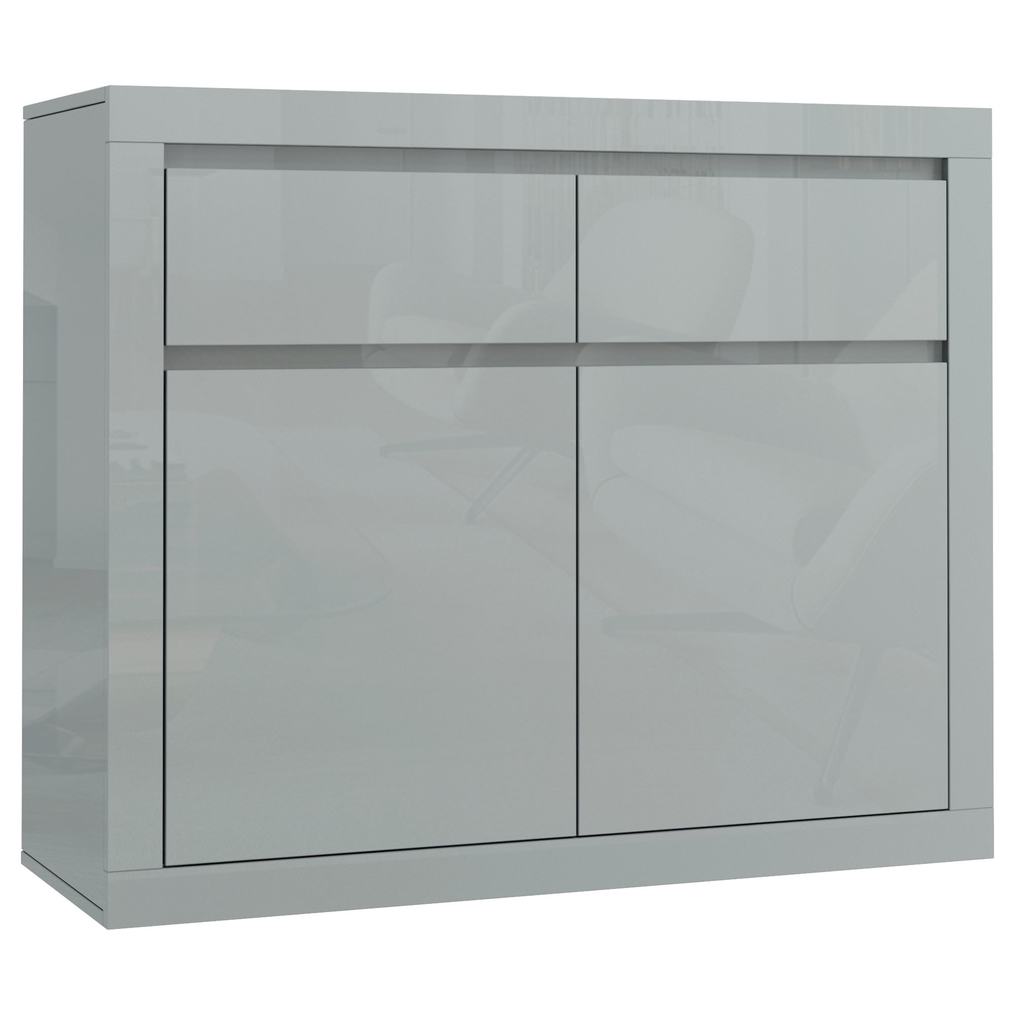 Изображение товара Комод Beneli Спайс 2 ящика 107х40х90 см ЛДСП цвет серый глянцевый