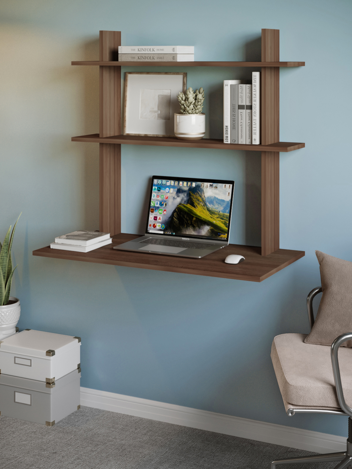 Изображение товара Стол подвесной Мэрдэс СтТ2 90x835x45 см ЛДСП цвет ясень шимо темный