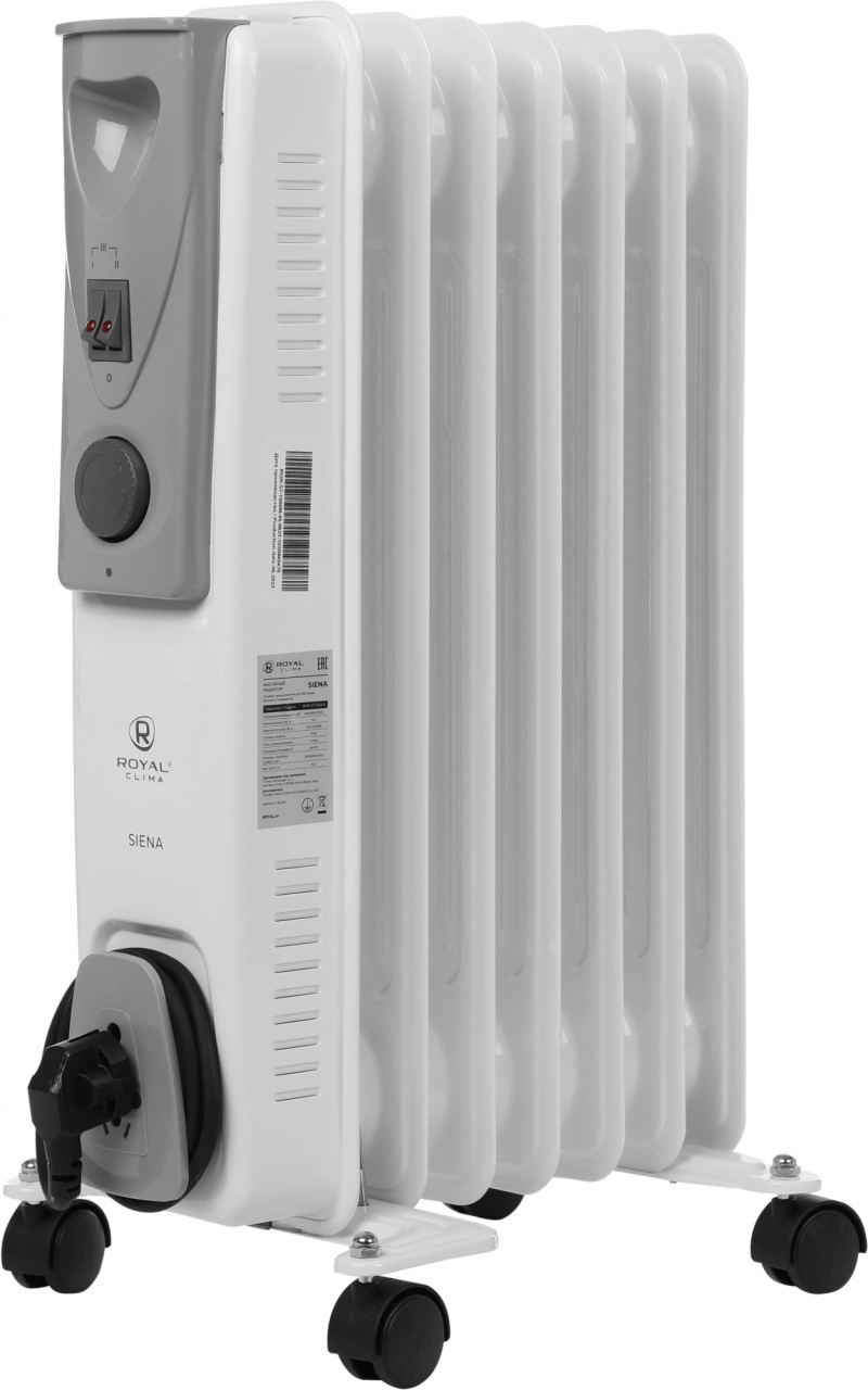 Изображение товара Масляный радиатор Royal Clima Siena ROR-S7-1500M 1500Вт белый серый