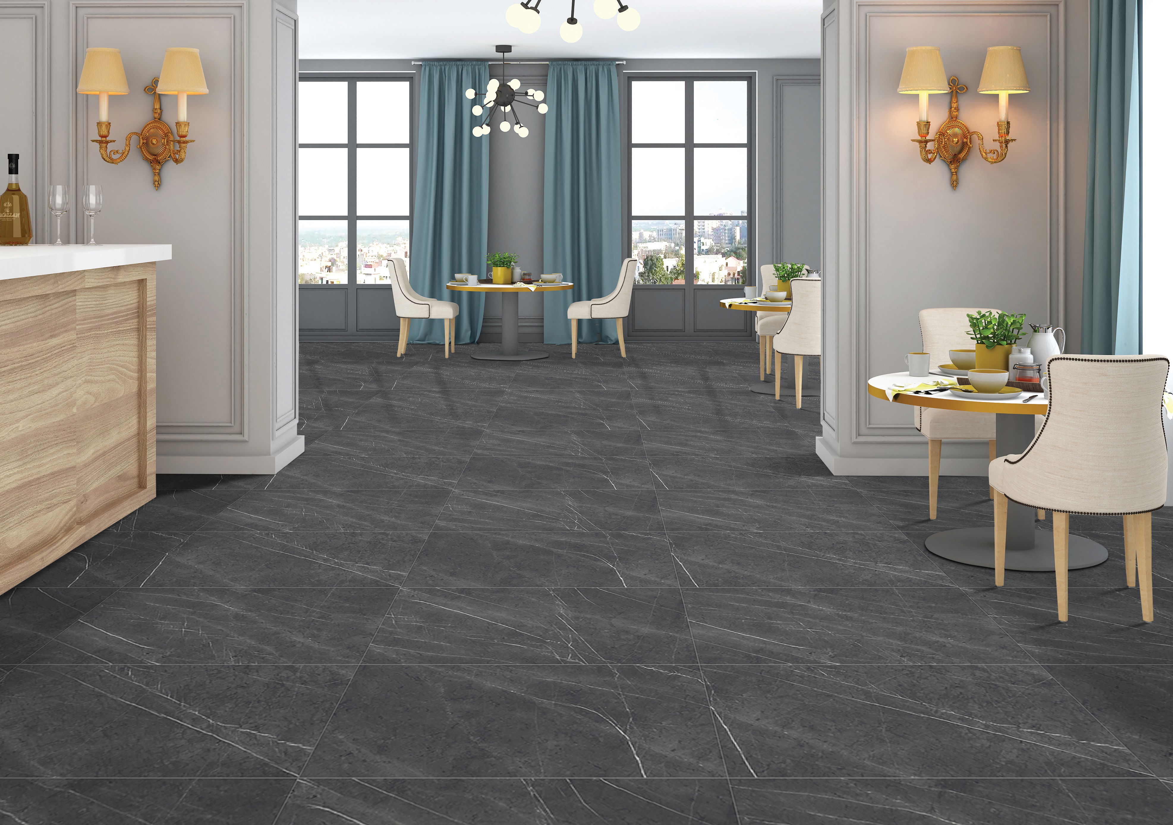 Изображение товара Керамогранит Do&po Starlit 60x120 см графитовый с белыми прожилками