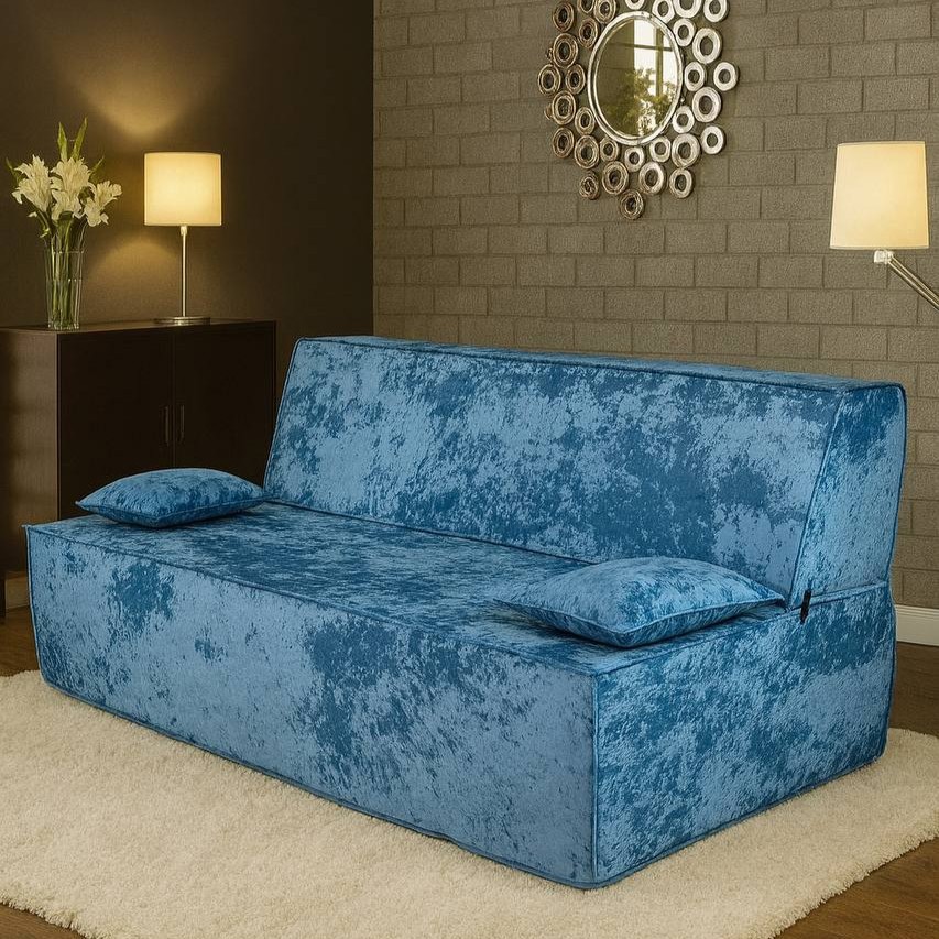Изображение товара Диван раскладной Клайд синего цвета 190x88x100 см с съемным чехлом