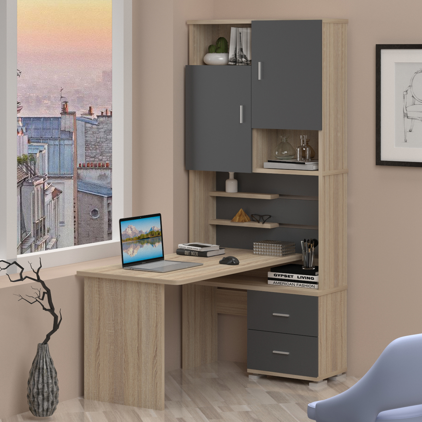 Изображение товара Стол компьютерный угловой Мэрдэс СР правый 960x216x140 см