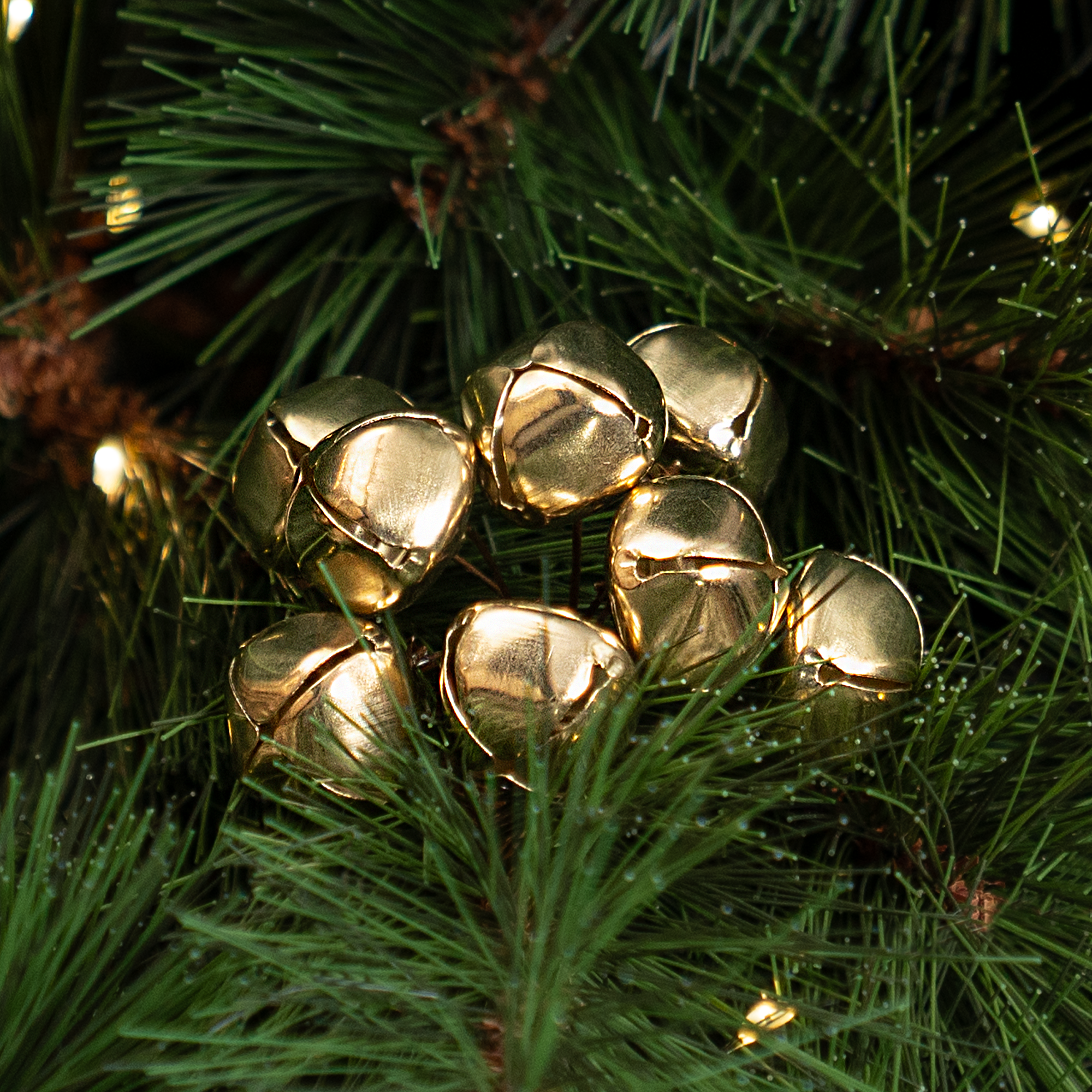 Изображение товара Декоративная ветка с колокольчиками KREAFORTA 14 см золотая для праздника