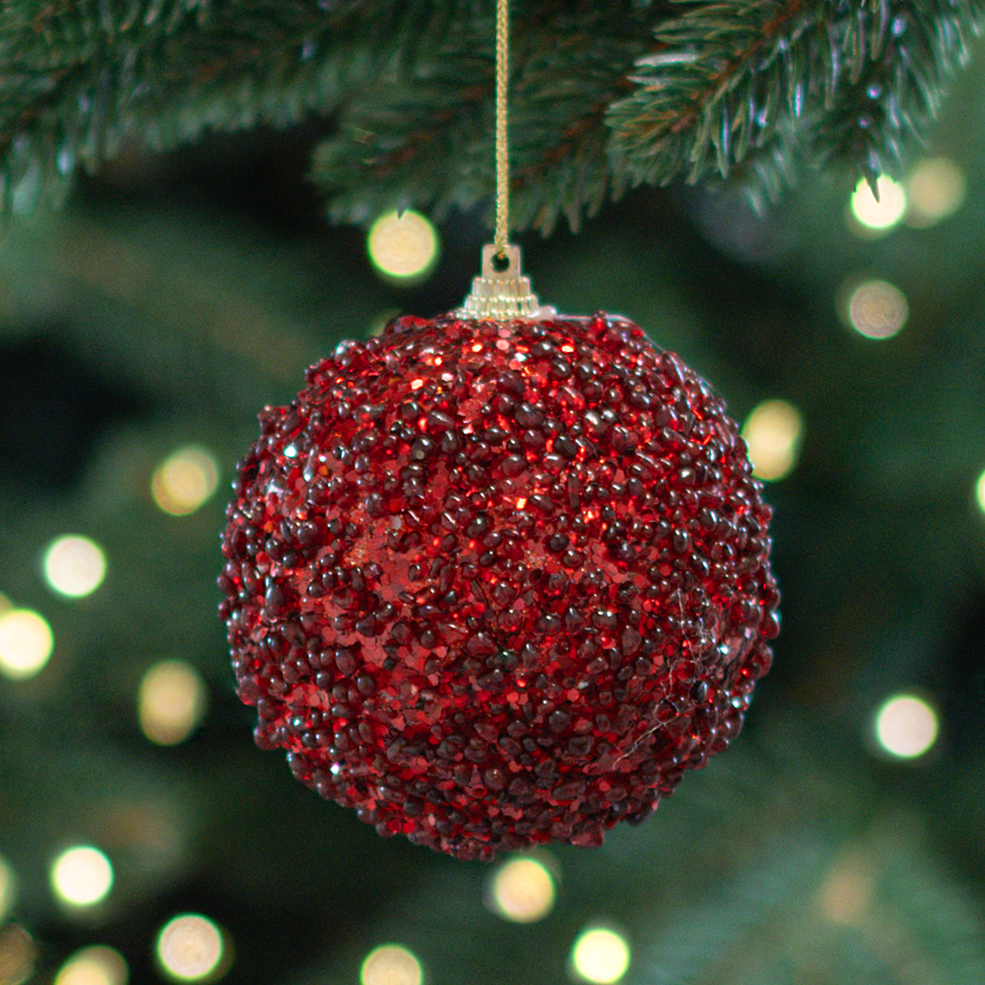 Изображение товара Шар елочный KREAFORTA с блестками красный ø8 см