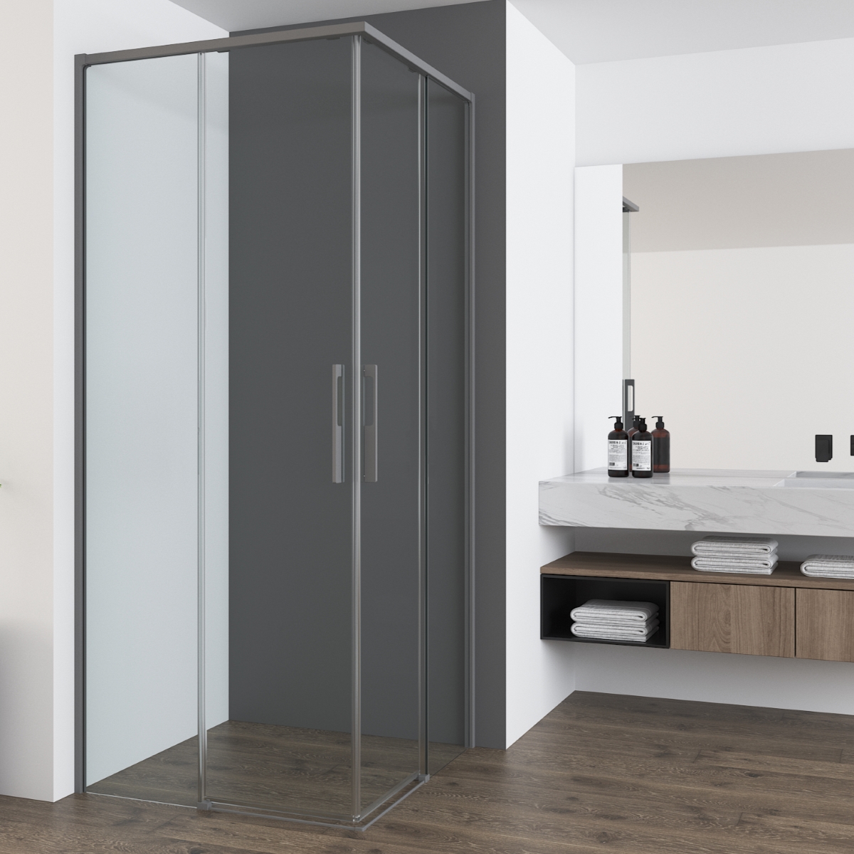 Изображение товара Душевая ширма VINCEA Ultima VSS-7UL 90x90 см серый профиль