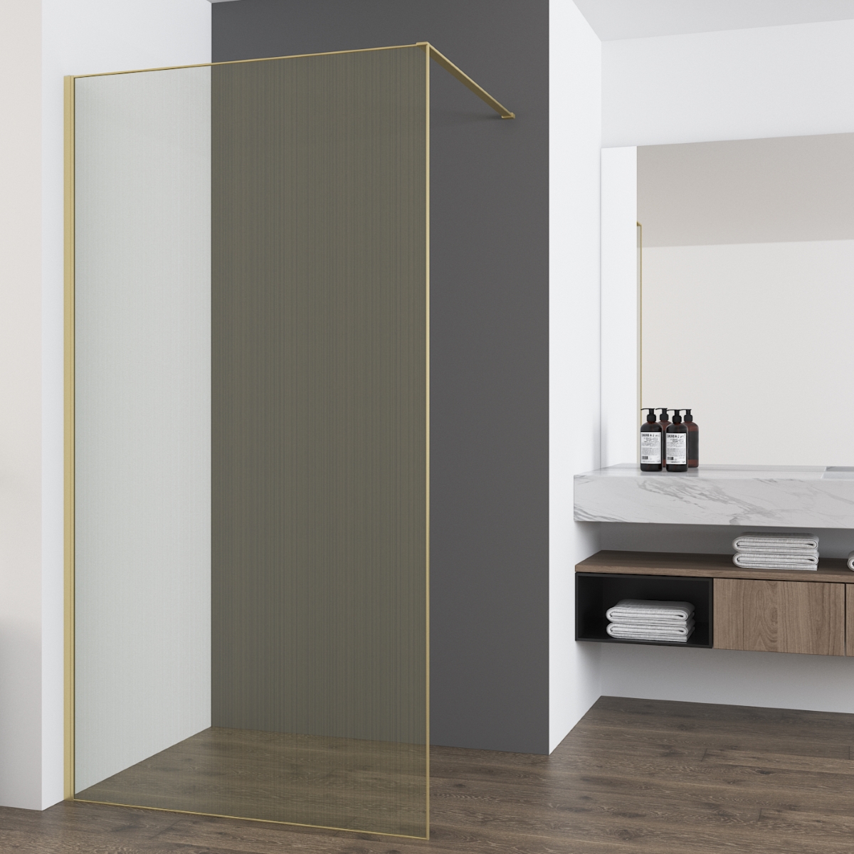 Изображение товара Душевая перегородка Vincea Walk-In VSW-7HS 100x200 см золотистая