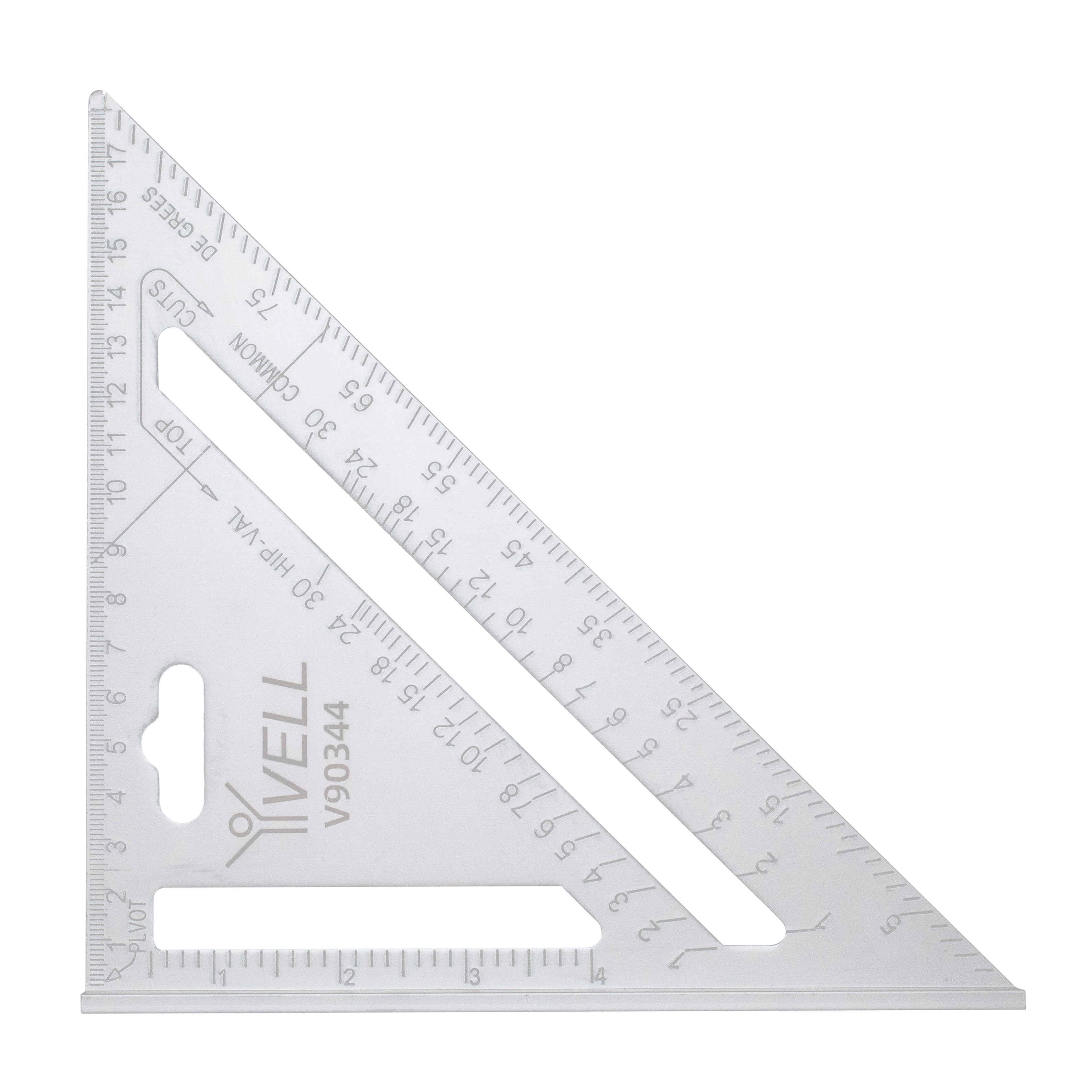 Изображение товара Угольник Vell V90344 260×180 мм из алюминия, двусторонняя шкала