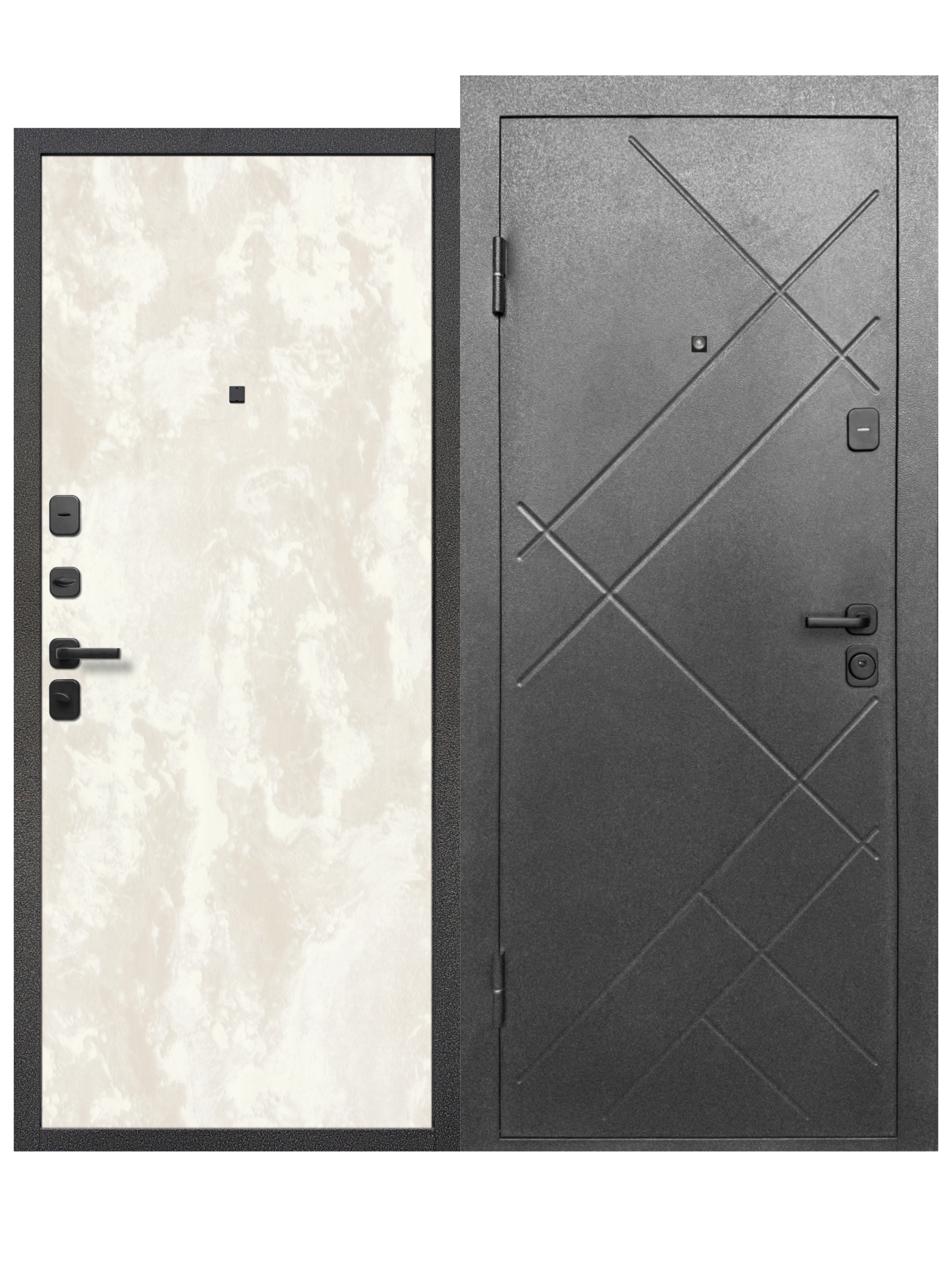 Изображение товара Входная дверь Бриз Штамп МП левый 205x96 см, букле графит/перламутр
