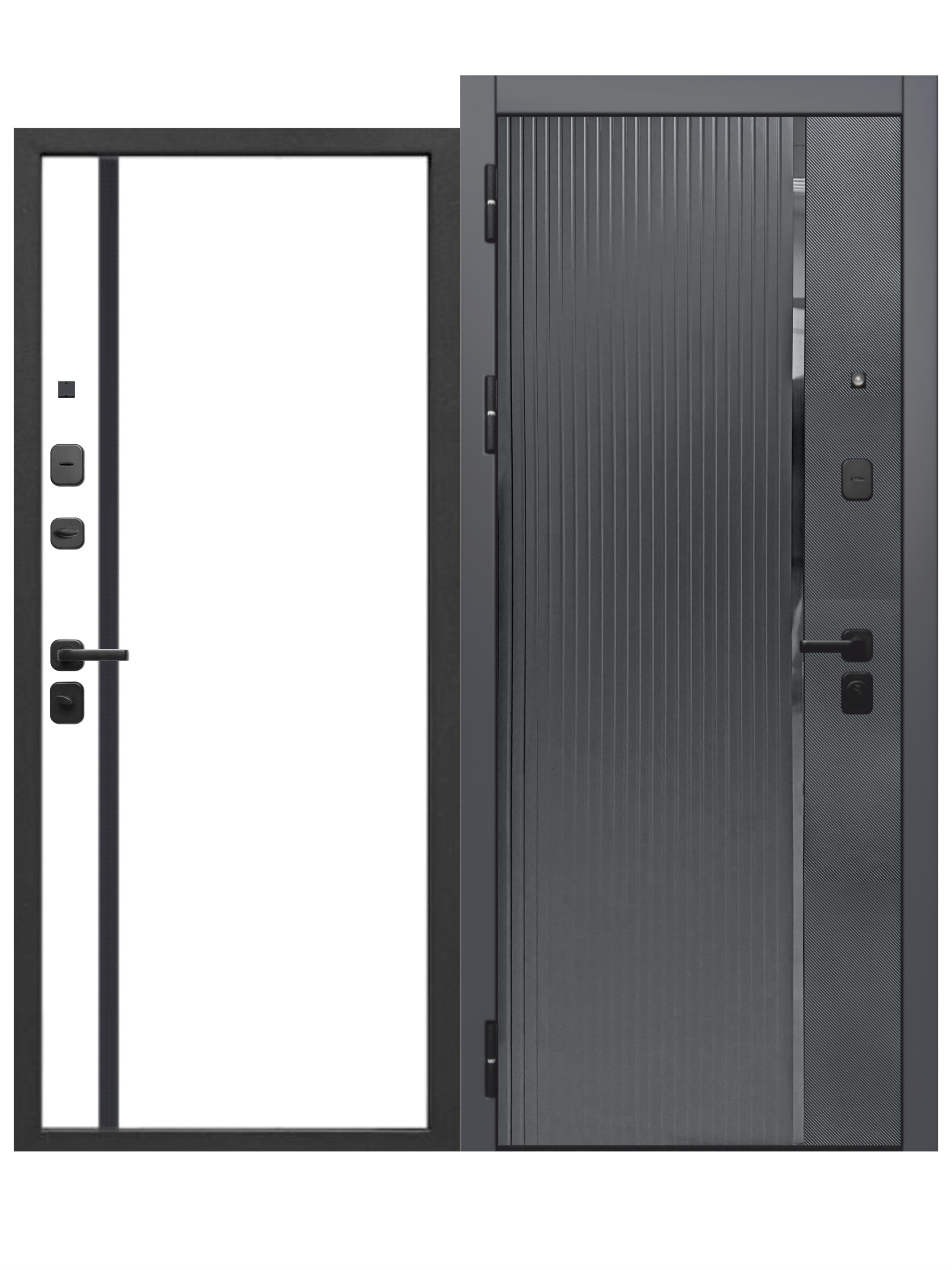 Изображение товара Входная дверь Бриз левый 205x96см цвет карбон и сатин графит/эмалит белый