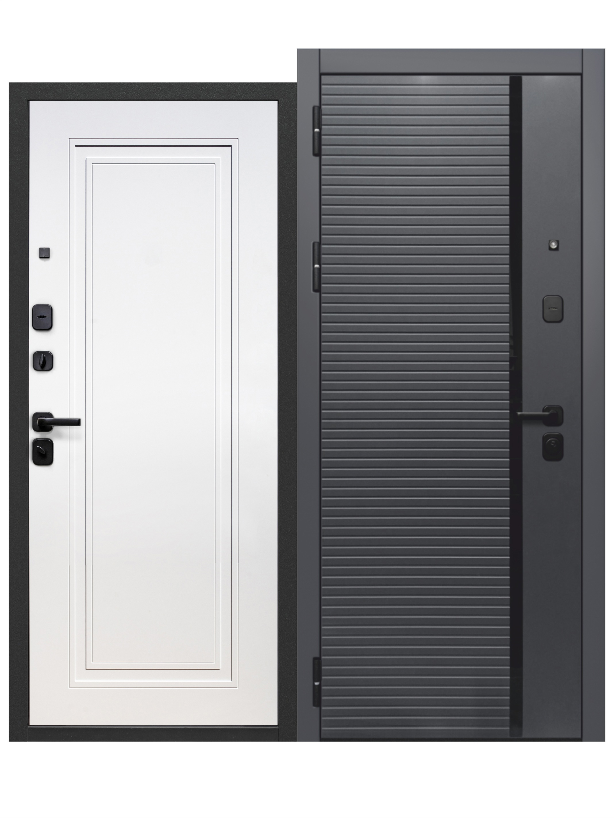 Изображение товара Входная дверь Бриз левый 205x86см цвет сатин графит/эмалит белый