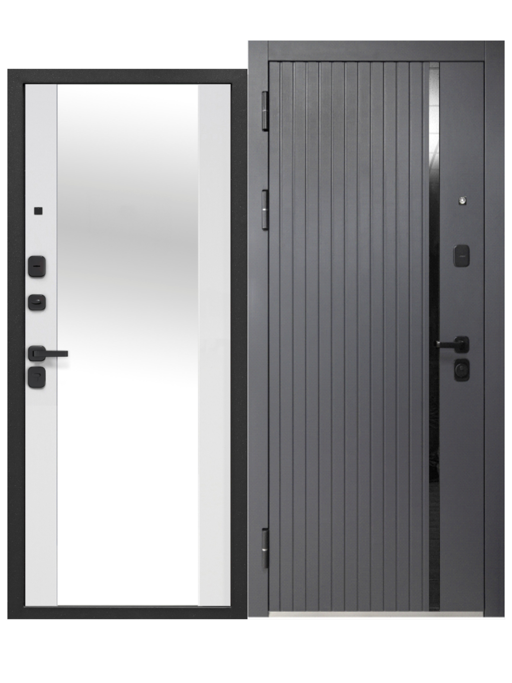 Изображение товара Входная дверь Бриз МДФ Левый 205x96 сатин графит с зеркалом