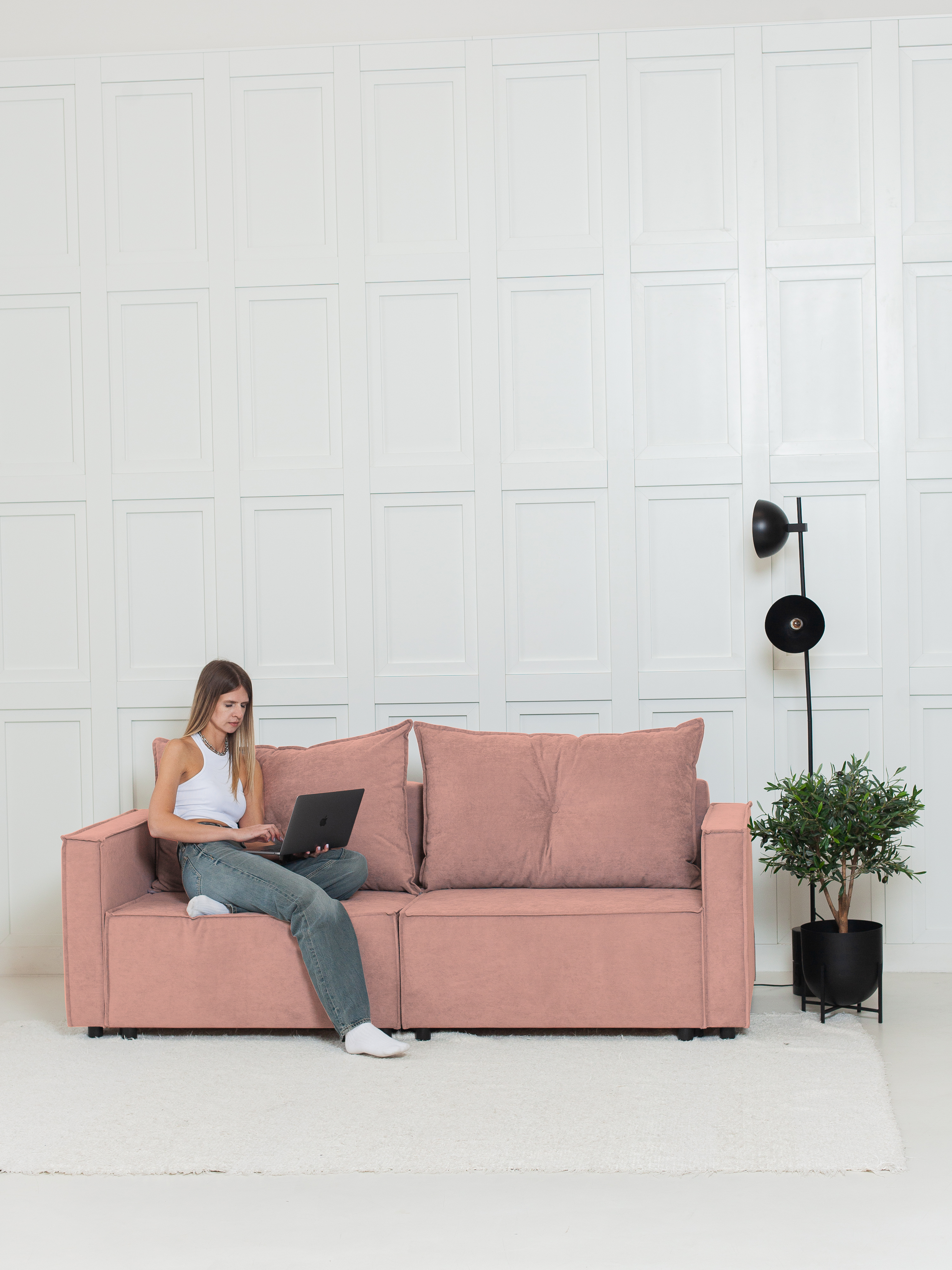 Изображение товара Диван раскладной Cityhd Гонконг 212x90 см розовый велюр