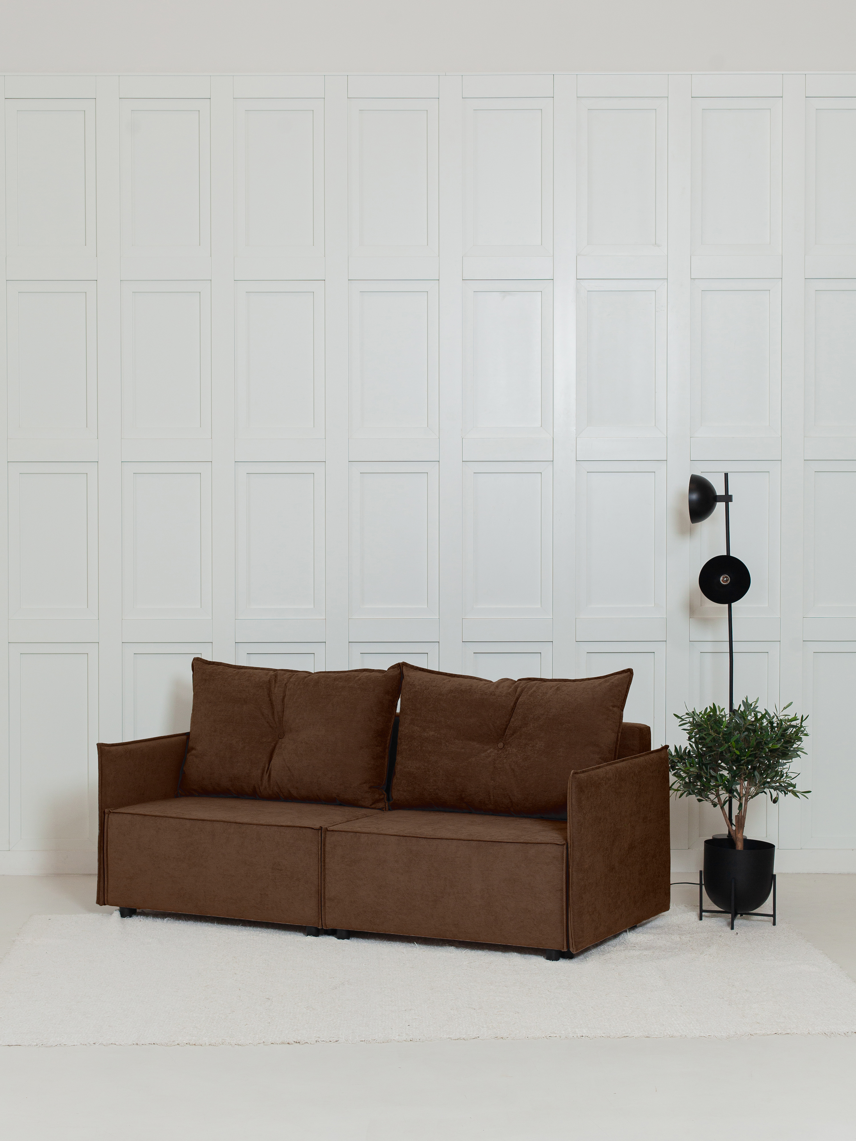 Изображение товара Диван раскладной Cityhd Гонконг Слим 200x90x80 см велюр цвет коричневый