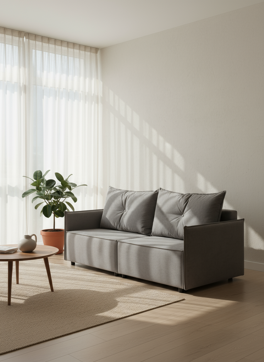 Изображение товара Диван раскладной Cityhd Гонконг Слим 200x90x80 см велюр серый