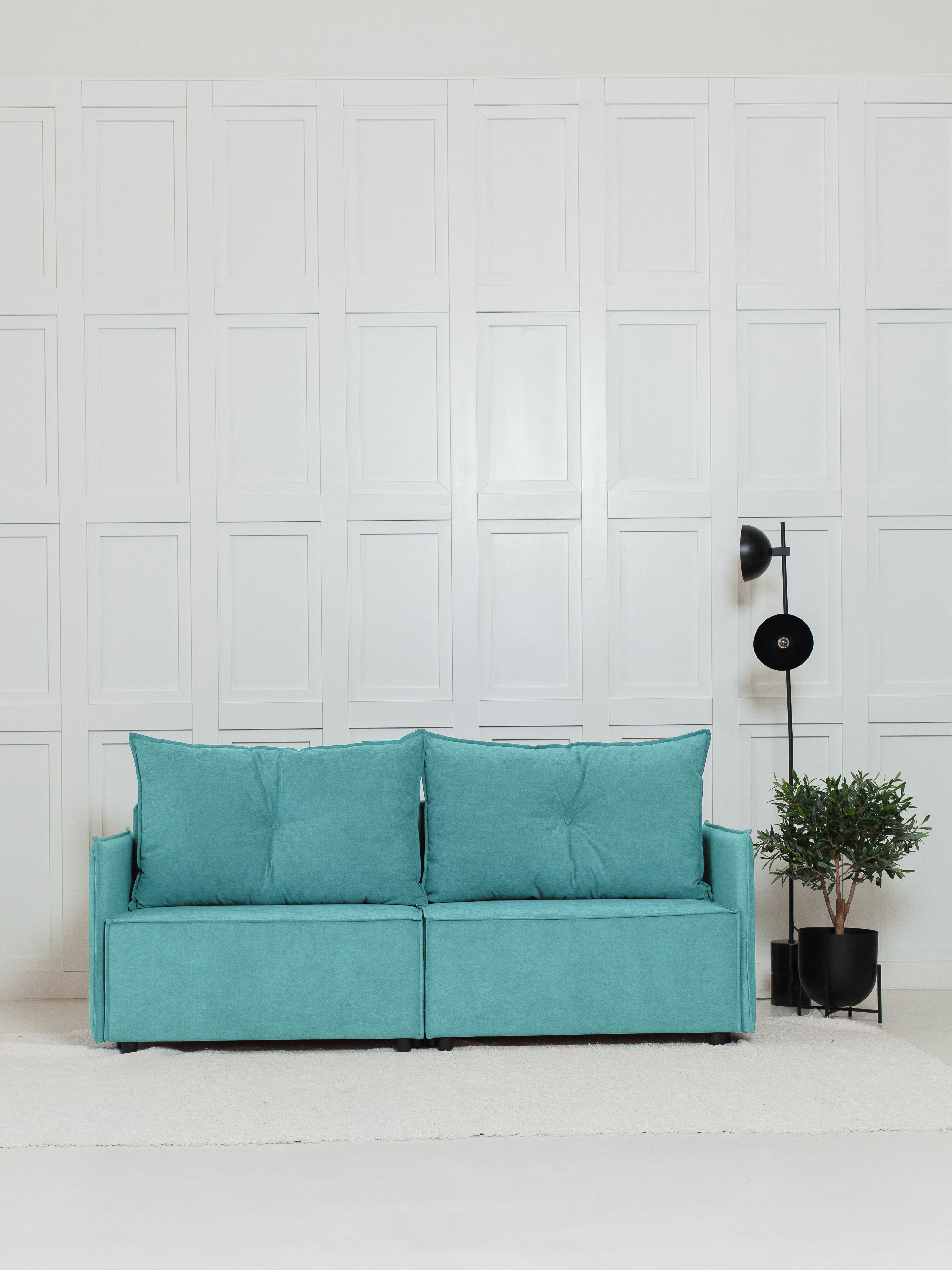 Изображение товара Диван раскладной Cityhd Гонконг Слим 200x90x80 см велюр бирюзовый