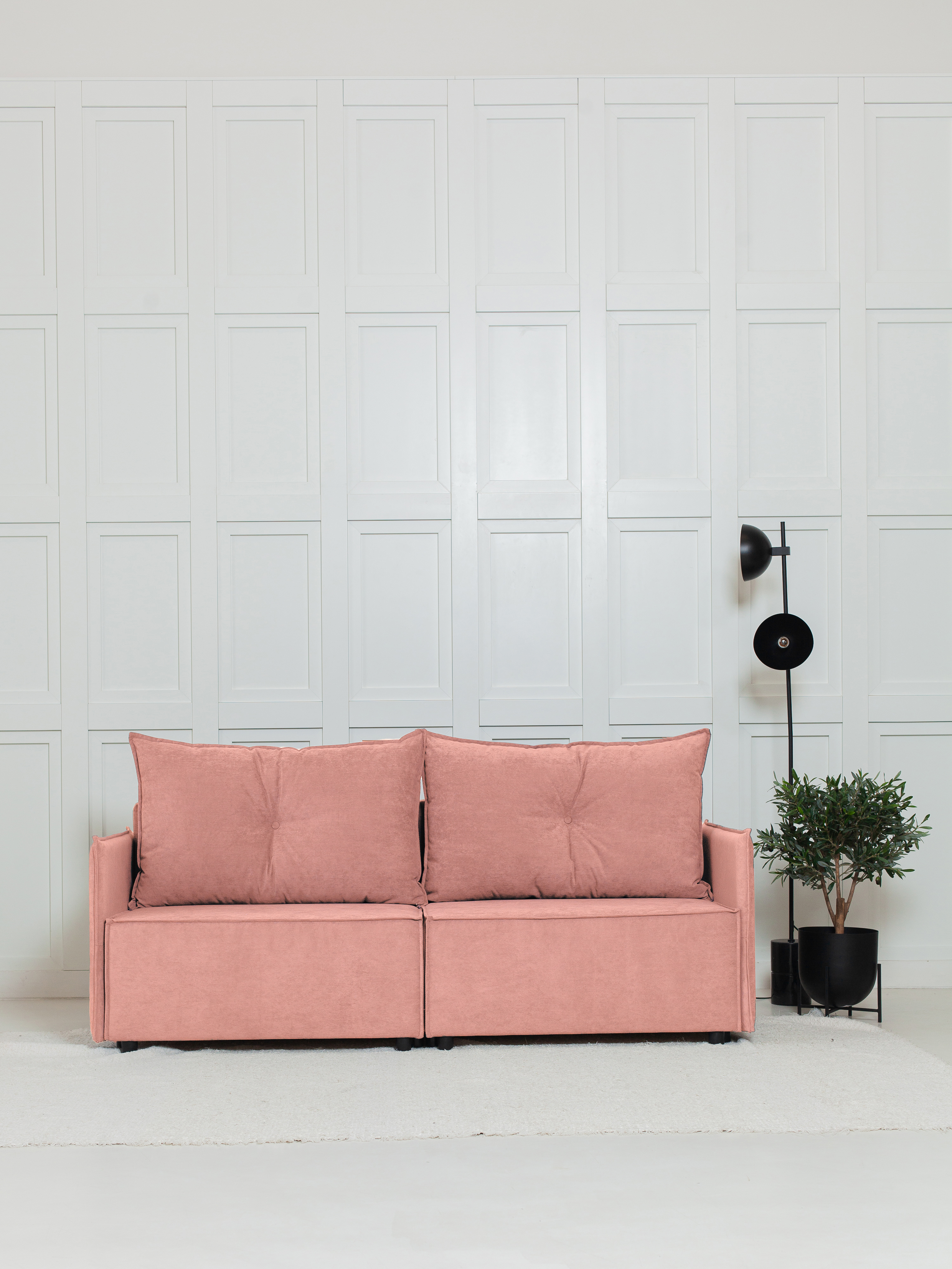 Изображение товара Диван раскладной Cityhd Гонконг Слим 200x90x80 см велюр розовый