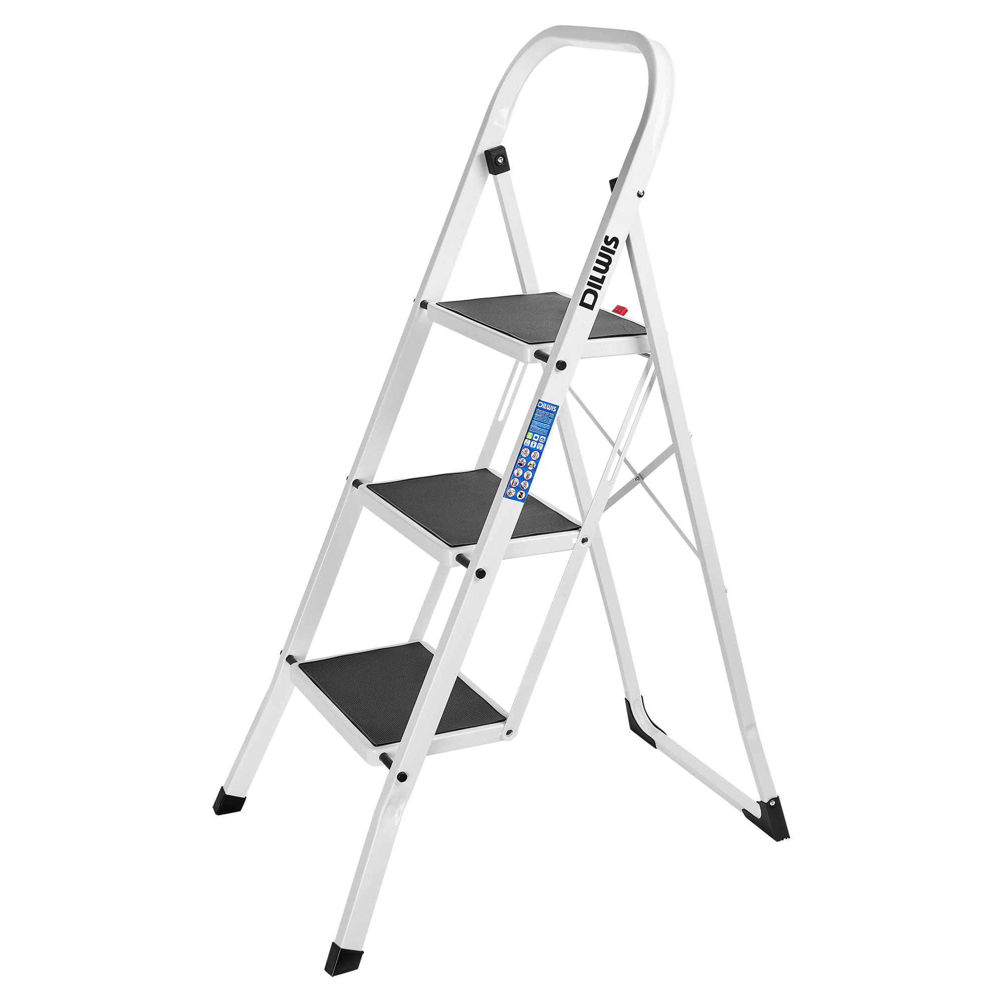 Изображение товара Стремянка стальная DILWIS 97703 с максимальной нагрузкой 150 кг