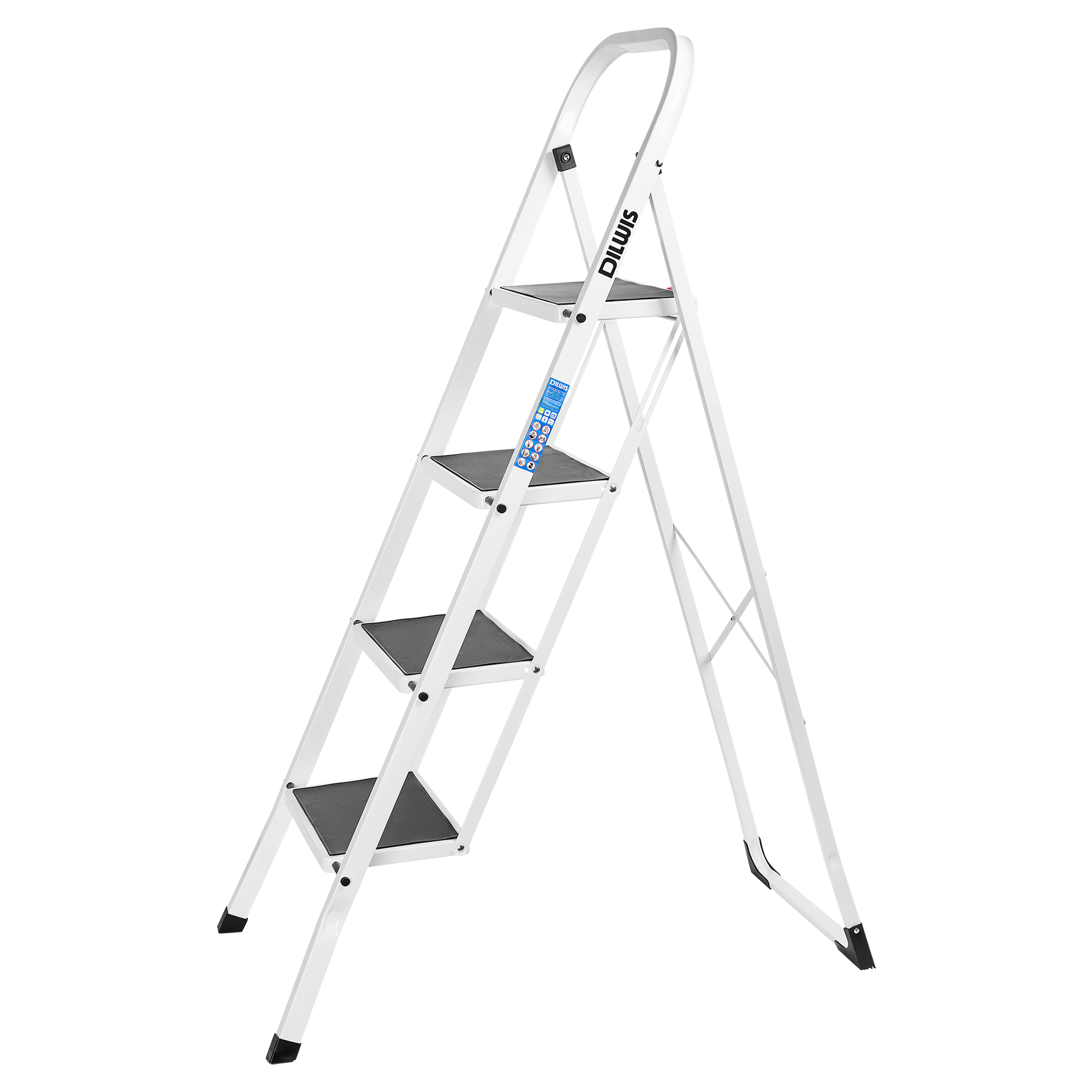 Изображение товара Стремянка стальная DILWIS 97704 с 4 ступенями и нагрузкой 150 кг