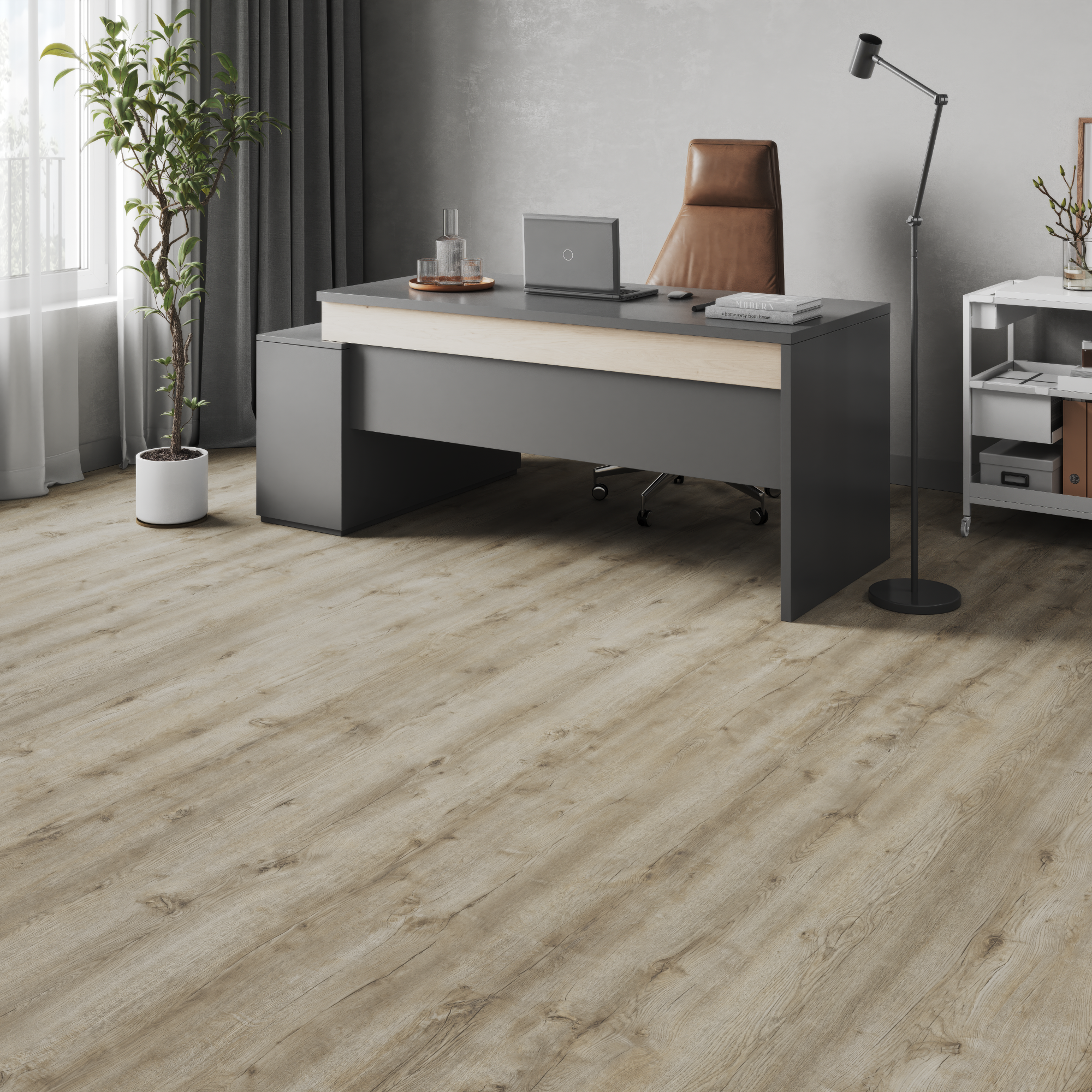 Изображение товара Линолеум полукоммерческий KREAFORTA Твистези 32 класс 4 м бежевый деревянный рисунок